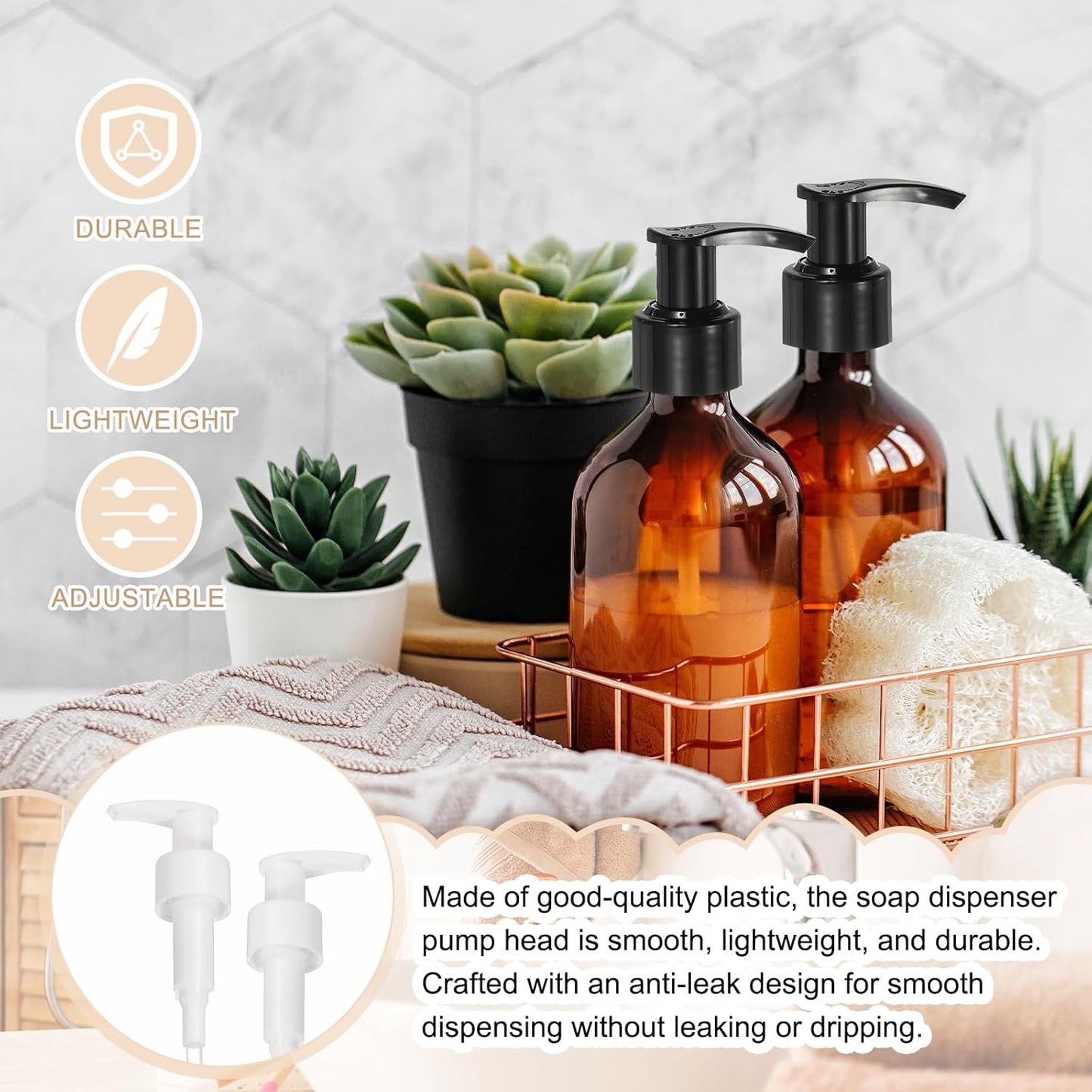 uxcell 12 Pcs Soap Dispenser Pump Heads Soap Dispensers Top Pumps Replacement Switch Pumphead for Standard 24/426 Neck Size Lotion Shampoo Bottle, White