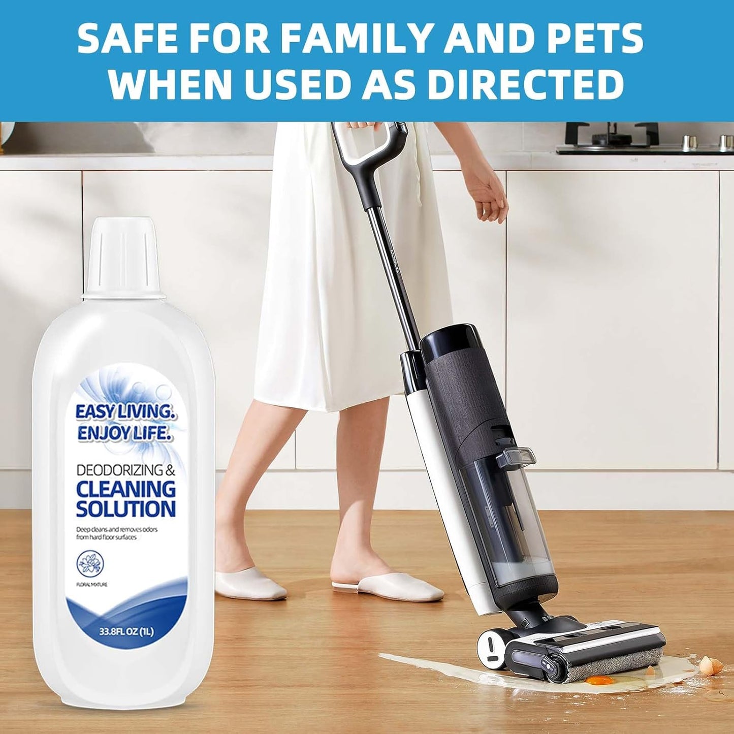 2L Floor Cleaning Solution for Tineco iFloor Series, FLOOR ONE S3 S5 S6 S7 Series, Floor Cleaner for Multiple Hard Floors, Cleaner Refill for All Wet Dry Vacuum Mop(33.8 OZ*2 Bottle)