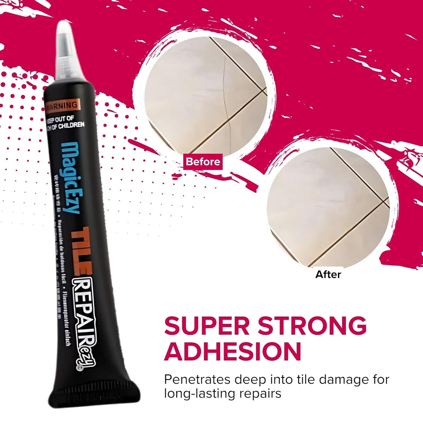 MagicEzy Tile RepairEzy Tile Repair Kit (Honey Beige/White) - Crack and Chip Repair for Floor and Wall Tiles Fast - Porcelain and Ceramic Tile Repair Kit