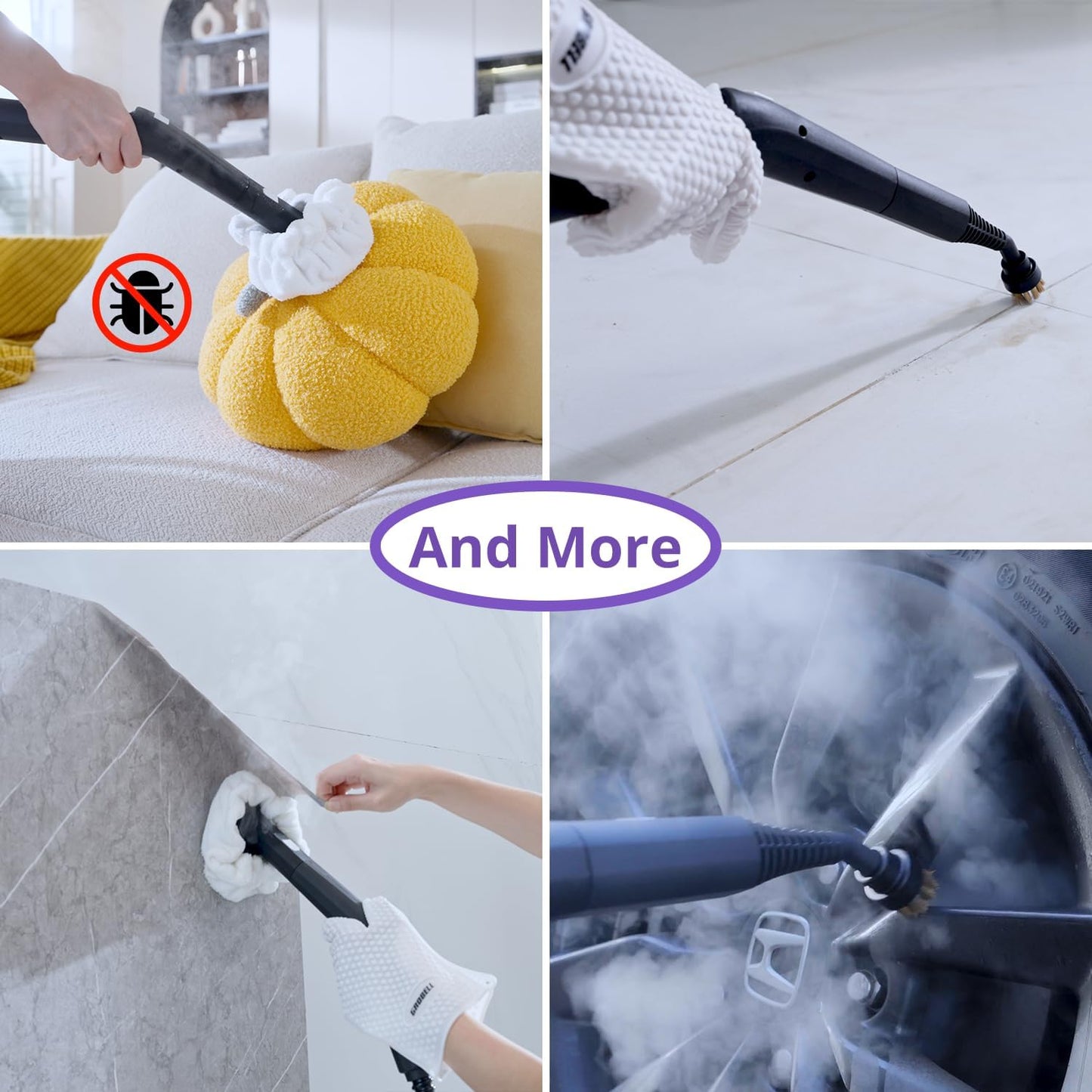 Steam Cleaner: Fast 50-Sec Heat-Up-21-Piece Kit-0.6Gal (2.2L) Tank Refill Anytime-No Cooling-Detachable Hose Multi Steamer Mop for Home Car Bed Furniture Tile Grout Floor Kitchen Cleaning Grey