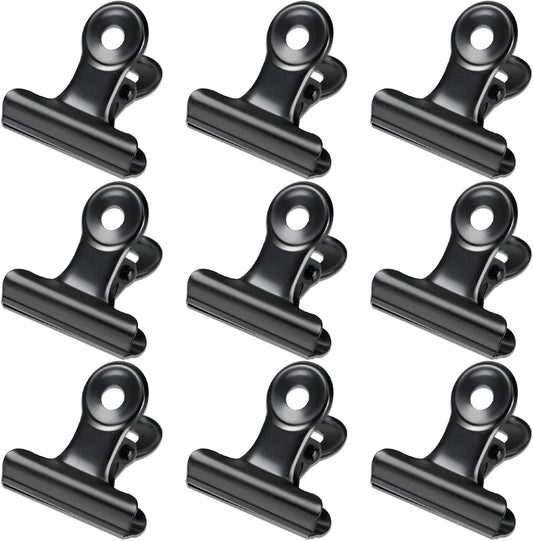 30 Pack Bulldog Clips 1.25 Inches Small Hinge Paper Clips Metal Hinge Clips for Crafts, Food Bags, Drawings, Photos at Home Kitchen & Office Usage, Black, 31mm