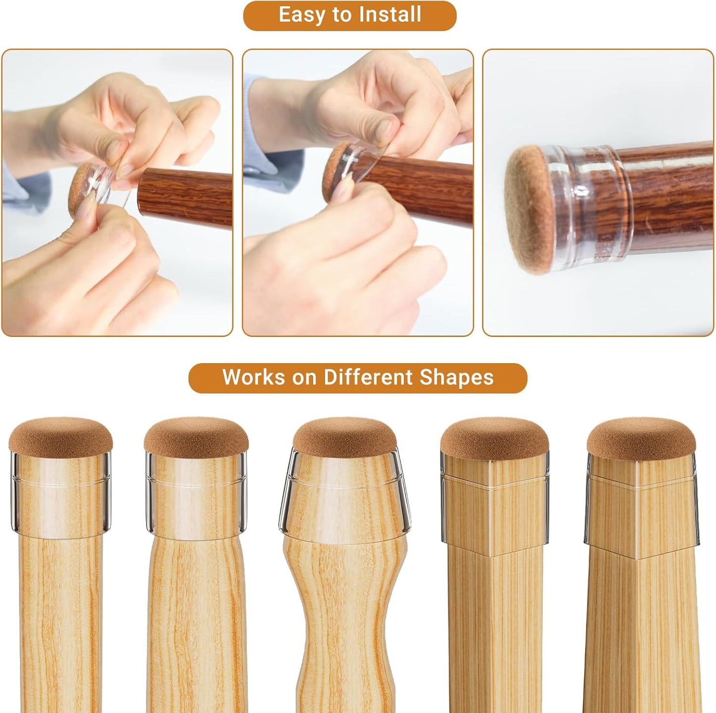 Meldel 24 PCS Silicone Chair Leg Floor Protectors Large (1.2"-1.4") Rubber Felt Furniture Pads Chair Legs Caps/Covers for Hardwood Floors, Tile from Scratches & Reduce Noise - Round, Clear