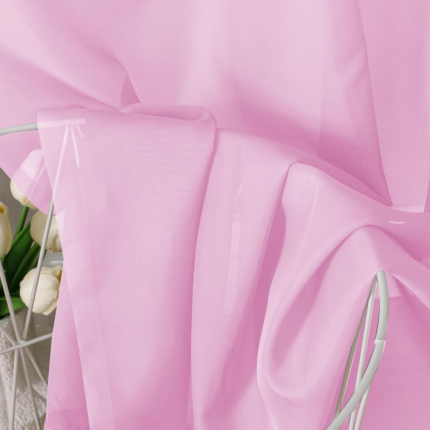 Chyhomenyc Pink Sheer Curtains 78 Inches Long 2 Panels Set for Living Room, Light Filtering Voile Lightweight Bedroom Curtains, Rod Pocket Solid Window Treatment Drapes, Each 42W x 78L