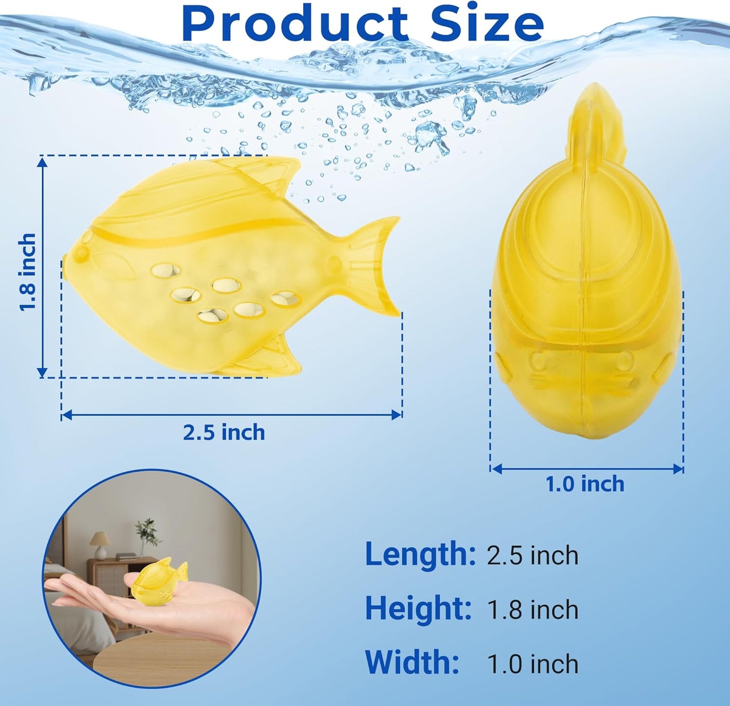Funmit 6 Pack Universal Humidifier Cleaner Fish Compatible with Almost All Humidifiers and Fish Tanks, Purifies Water, Prevents Hard Water Build-Up, Reduces Scale, Yellow
