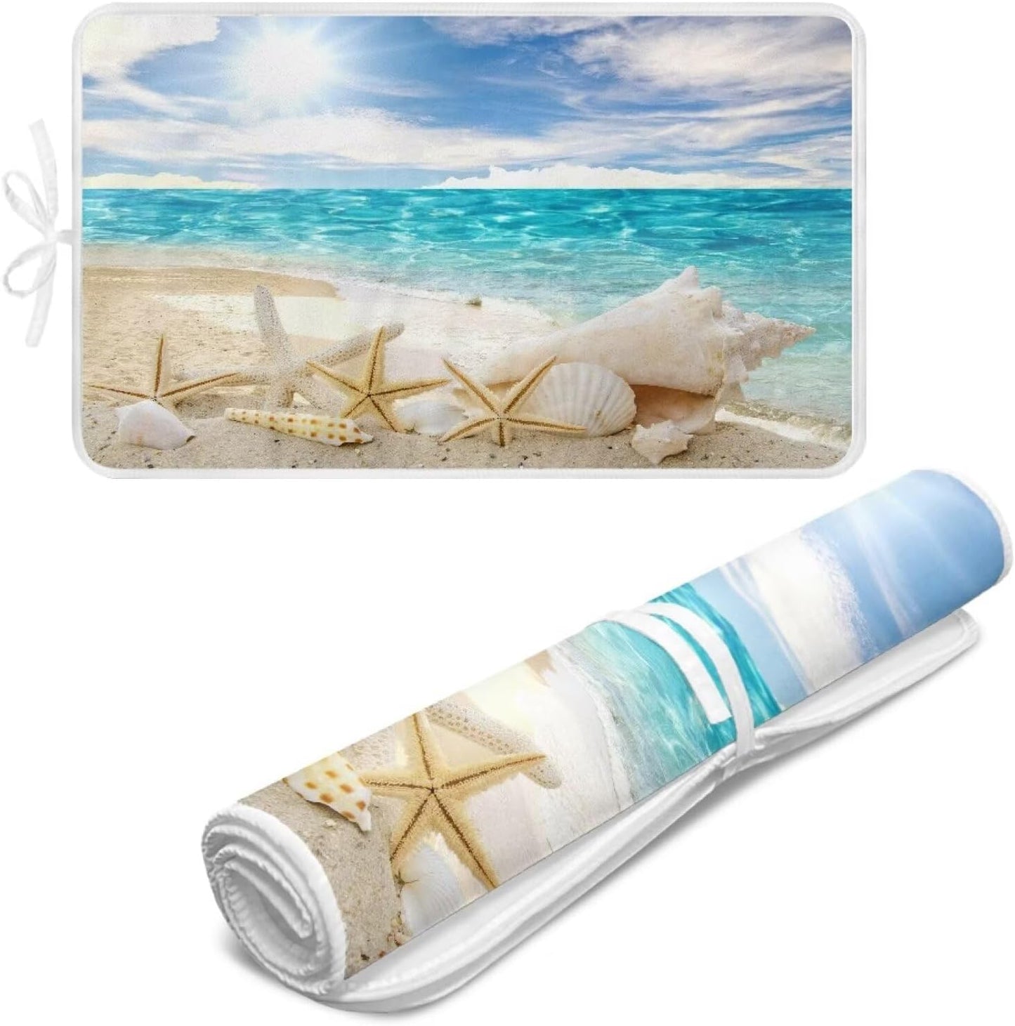 Ironing Mat Hawaiian Beach Heat Resistant Ironing Blanket Thick Portable Travel Ironing Pad for Table Top Washer and Dryer,Large Foldable Ironing Padding 32 x 16 Inch