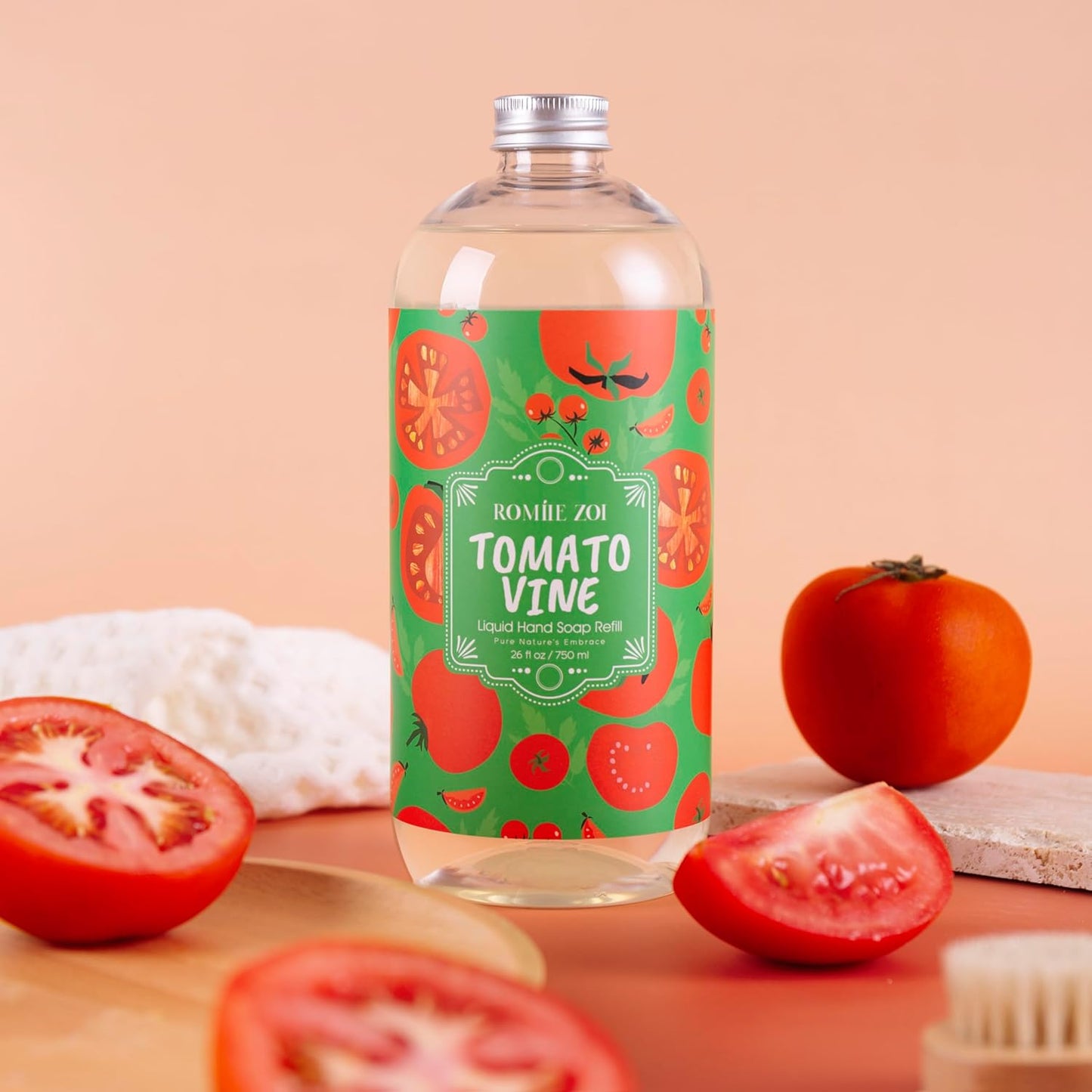ROMIIE ZOI Liquid Hand Soap Refill, Tomato Vine, Gentle & Moisturizing Formula, 750 ML/ 26 FL OZ