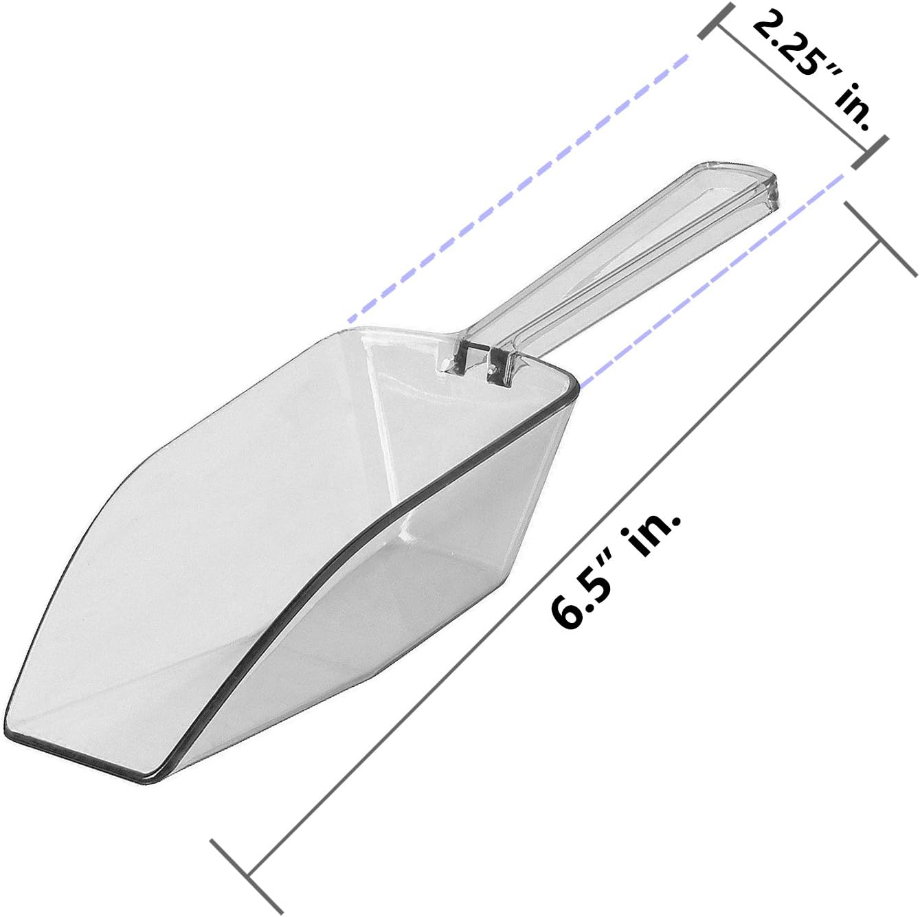 Clear Plastic Acrylic Scoops 24 Pcs | 6.5” Medium Kitchen Scoop | Wedding Desserts | Candy Buffet, Ice Cream, Protein Powders, Coffee, Tea, Flour (24 Pack, 6.5")