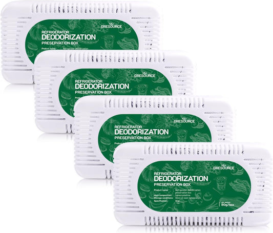 4 Pack Fridge Deodorizer, Refrigerator and Freezer Deodorizer Odor Eliminator Reusable, Unscented Activated Carbon Odor Absorber and Moisture for Freezers, Coolers, Closet and Trash Can