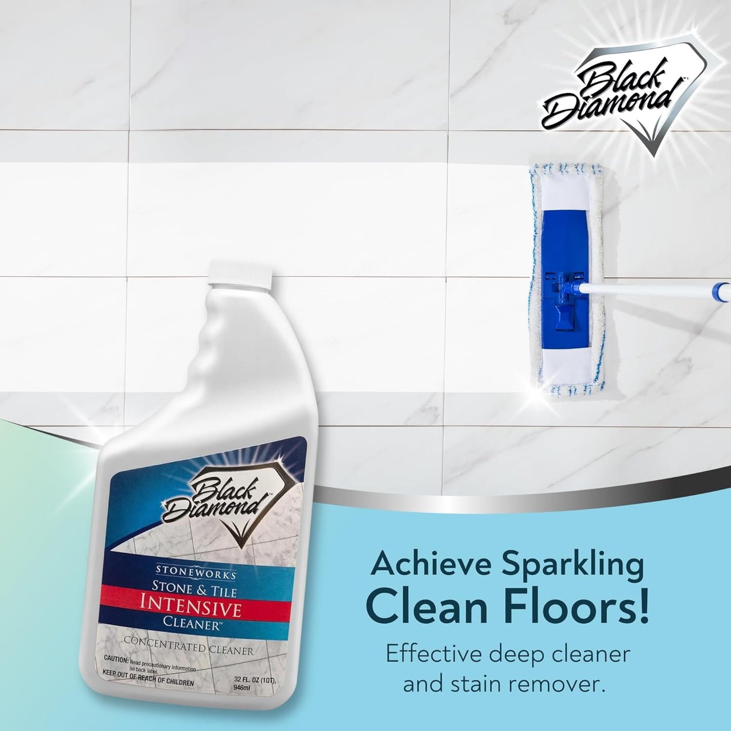 Black Diamond Stoneworks Stone & Tile Intensive Cleaner: Concentrated Deep Cleaner, Marble, Limestone, Travertine, Granite, Slate, Ceramic & Porcelain Tile. (1-Quart)