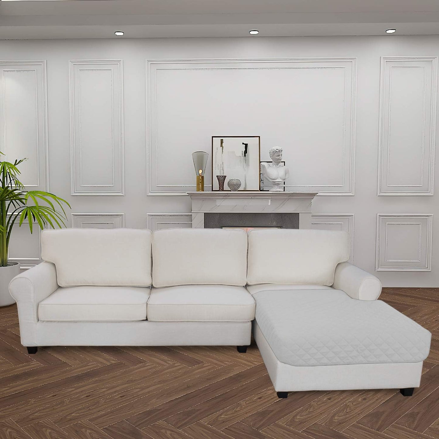 Easy-Going Sectional Couch Covers for Dogs L Shape Sofa Cover Reversible Sofa Slipcover Chaise Lounge Cover Furniture Protector Cover for Pets Dog Cat (42 x 52 inches, Light Gray/Light Gray)