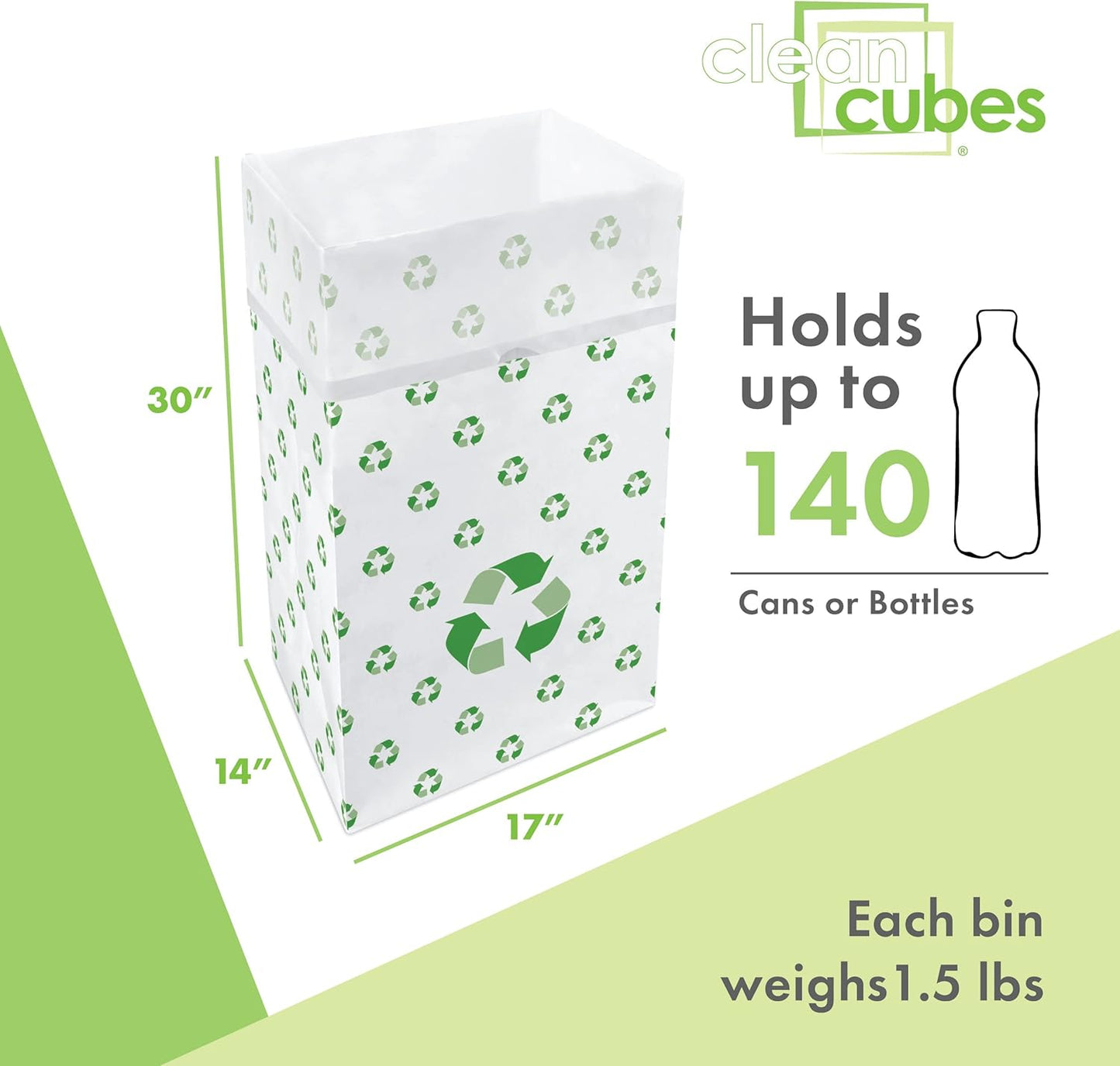 30 Gallon Disposable Pop-Up Trash Cans (3-Pack) with Fitted Bags – Foldable Garbage & Recycling Bins for Parties, Events & Kitchen (Recycle, 30" H x 14" W x 17" D)