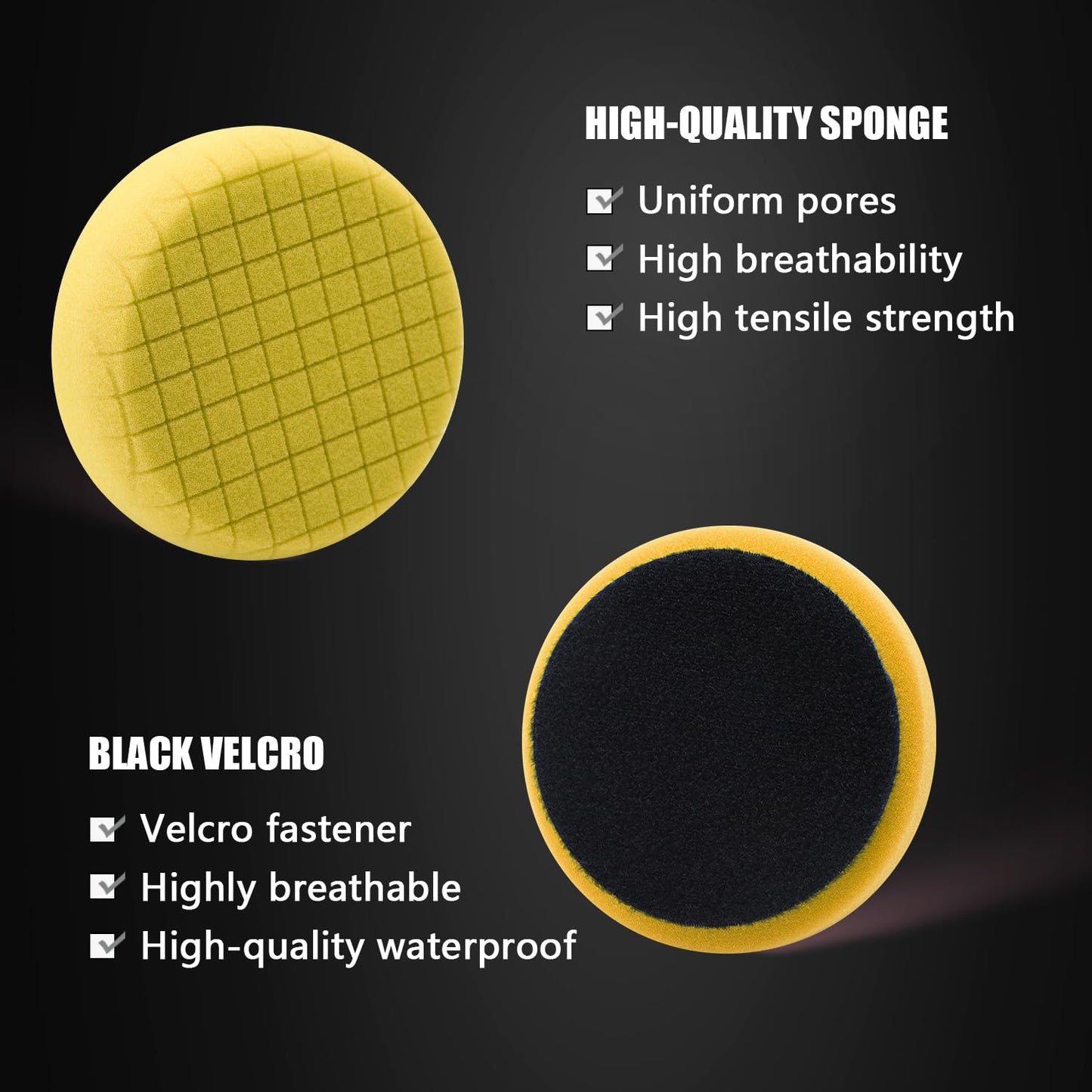 Yellow Medium Cut Pad, Buffing Polishing Pads, SPTA 1Pc 3.5 Inch Face for 3 Inch 80mm Backing Plate Compound Buffing Sponge Pads for Car Buffer Polisher Compounding, Polishing and Waxing - FPTSS3Y