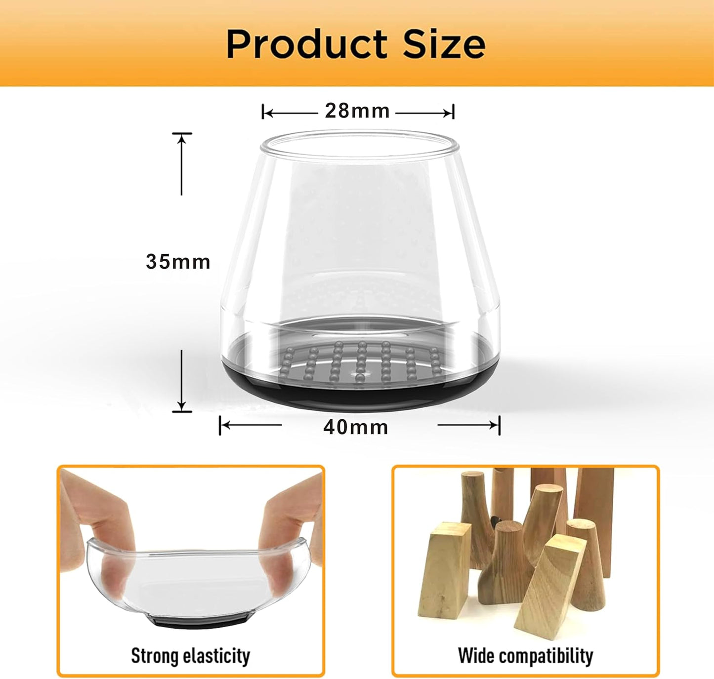 Furniture Sliders,24 PCS Chair Leg Sliders for Carpet, Furniture Movers Sliders, Carpet Chairs Furniture Glides, Floor Protectors, Carpet Moving Sliders Easily Move.(Clear,Fit:1.2-1.6")