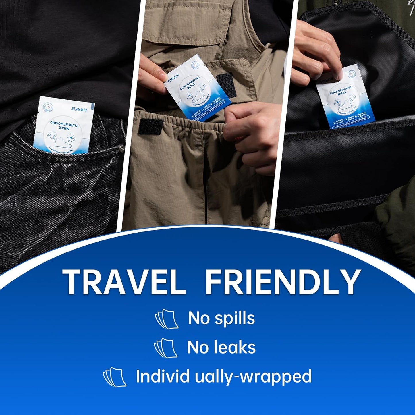 100-Pack Stain Remover Wipes, Portable Clothing Stain Remover Wipes, Instant Stain Remover and Individually Wrapped, Stain Removers for Clothes, Shoes And Surface cleaning of headphones