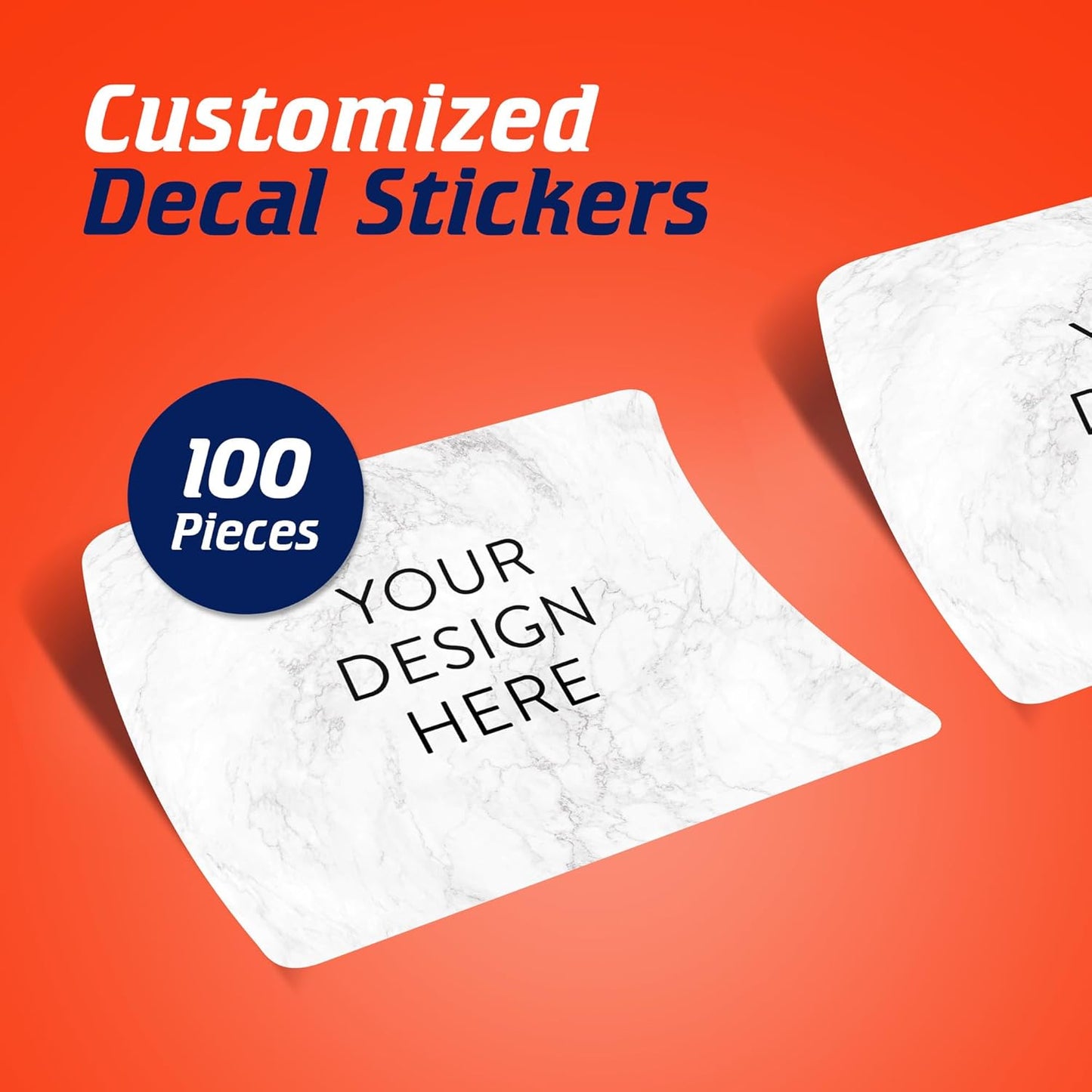 100 Custom Vinyl Stickers - Upload Your own Image, Text, Design, Logo - Personalized Logo Labels for Handmade, Packaging, Bottle, Jars, Candle, Brand Stickers (Silver Marble, 3x2)