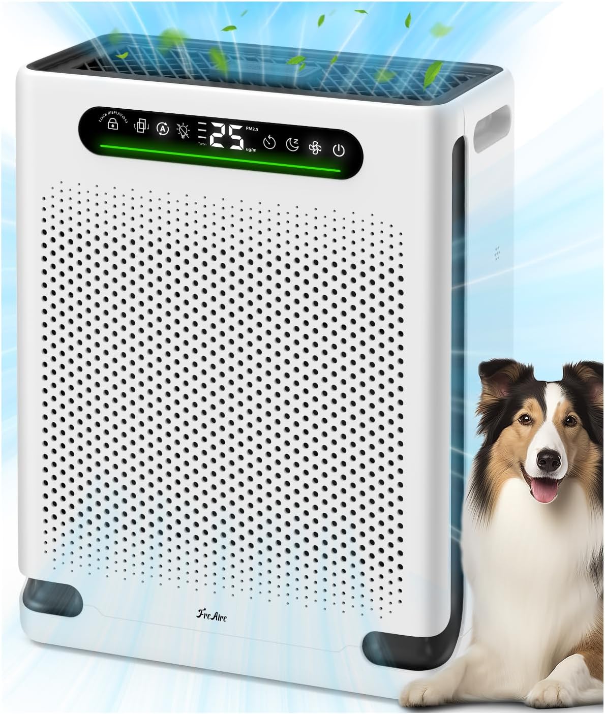 Air Purifiers for Home Large Room Up to 2600 Ft², HEPA Air Purifier with Washable Filter & Air Quality Display, Powerful Turbo Mode Air Cleaner for Pet Hair Odors Smoke Dust