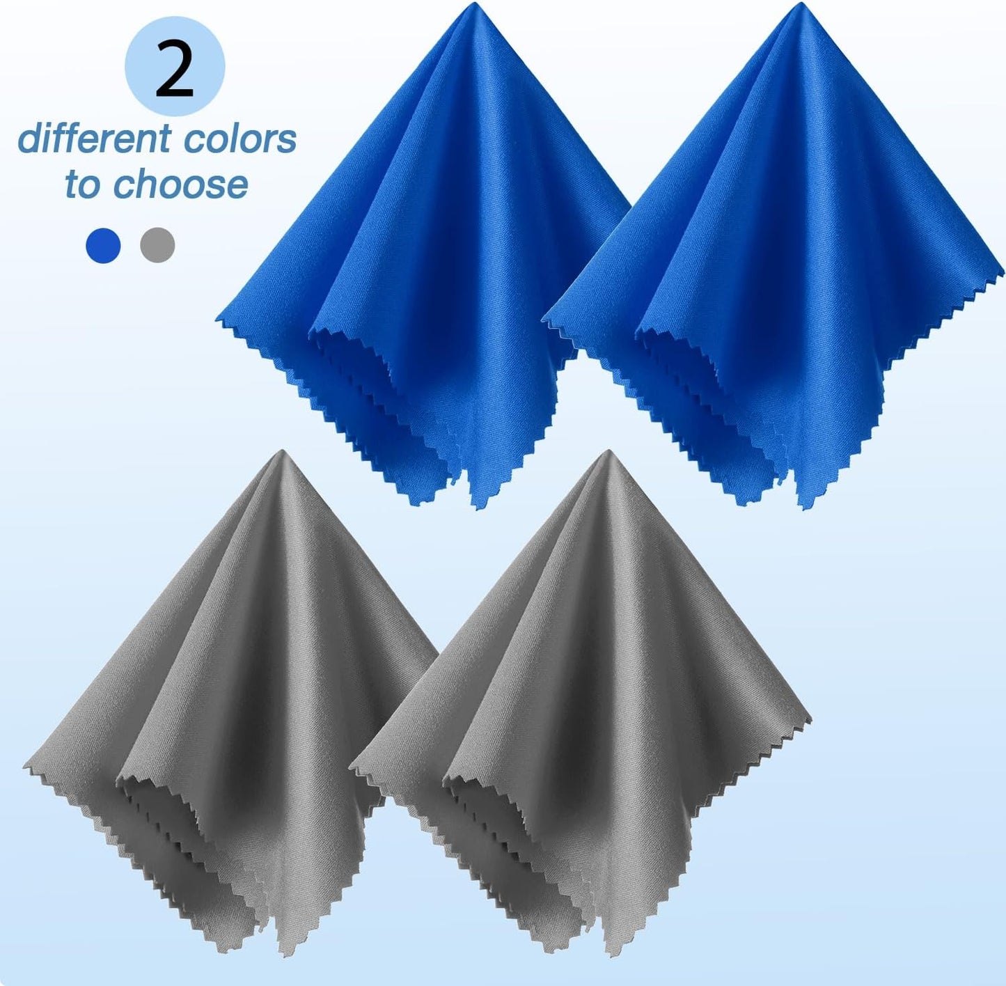 Frienda 12 Pack Large Microfiber Glass Cleaning Cloths 12 x 12 Inch Oversized Sunglasses Cleaning Cloths for Electronics Glasses Screens and Lenses(Blue,Deep Gray)