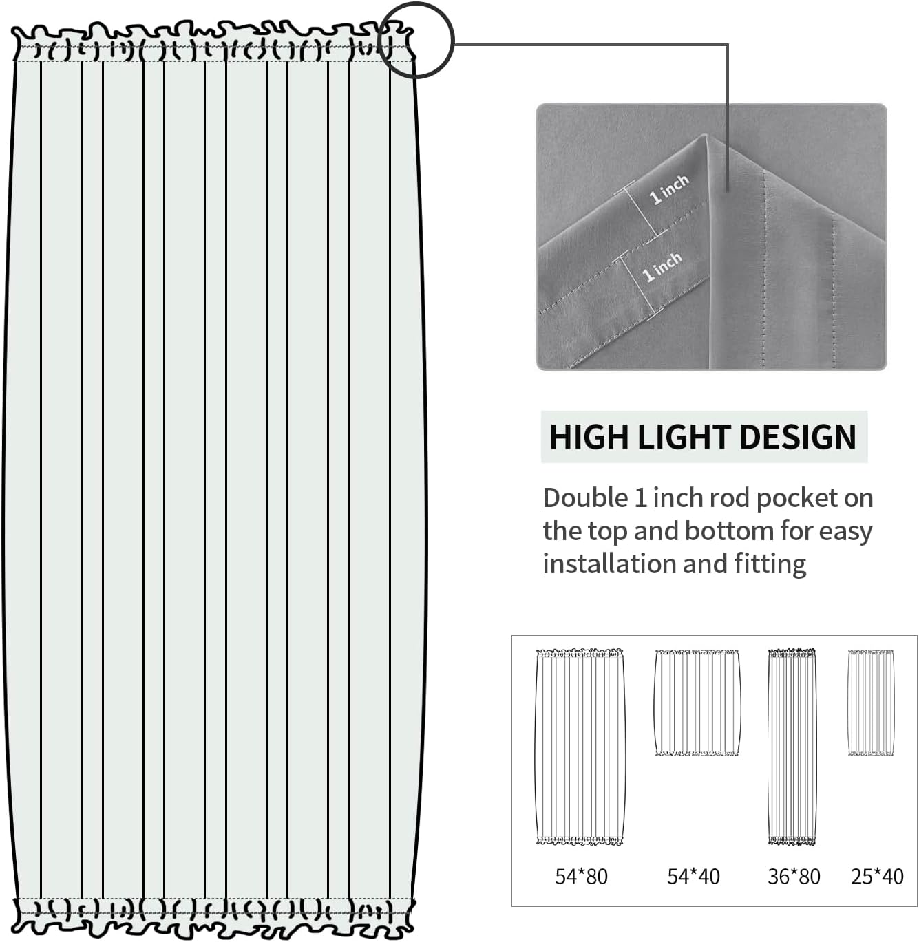 DWCN French Door Curtains – Rod Pocket Thermal Blackout Curtain for Doors with Glass Window, Kitchen and Patio Doors for Privacy, 54 X 80 Inches Long, 1 Curtain Panel with Tieback, Grey