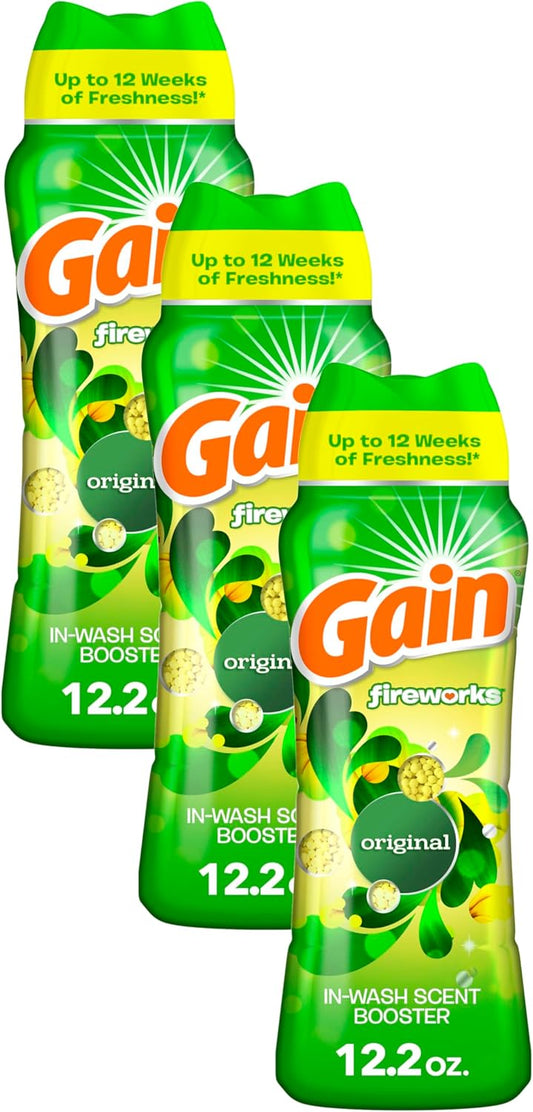 Gain Fireworks In-Wash Scent Booster Beads, Original, 12.2 oz (Pack of 3)