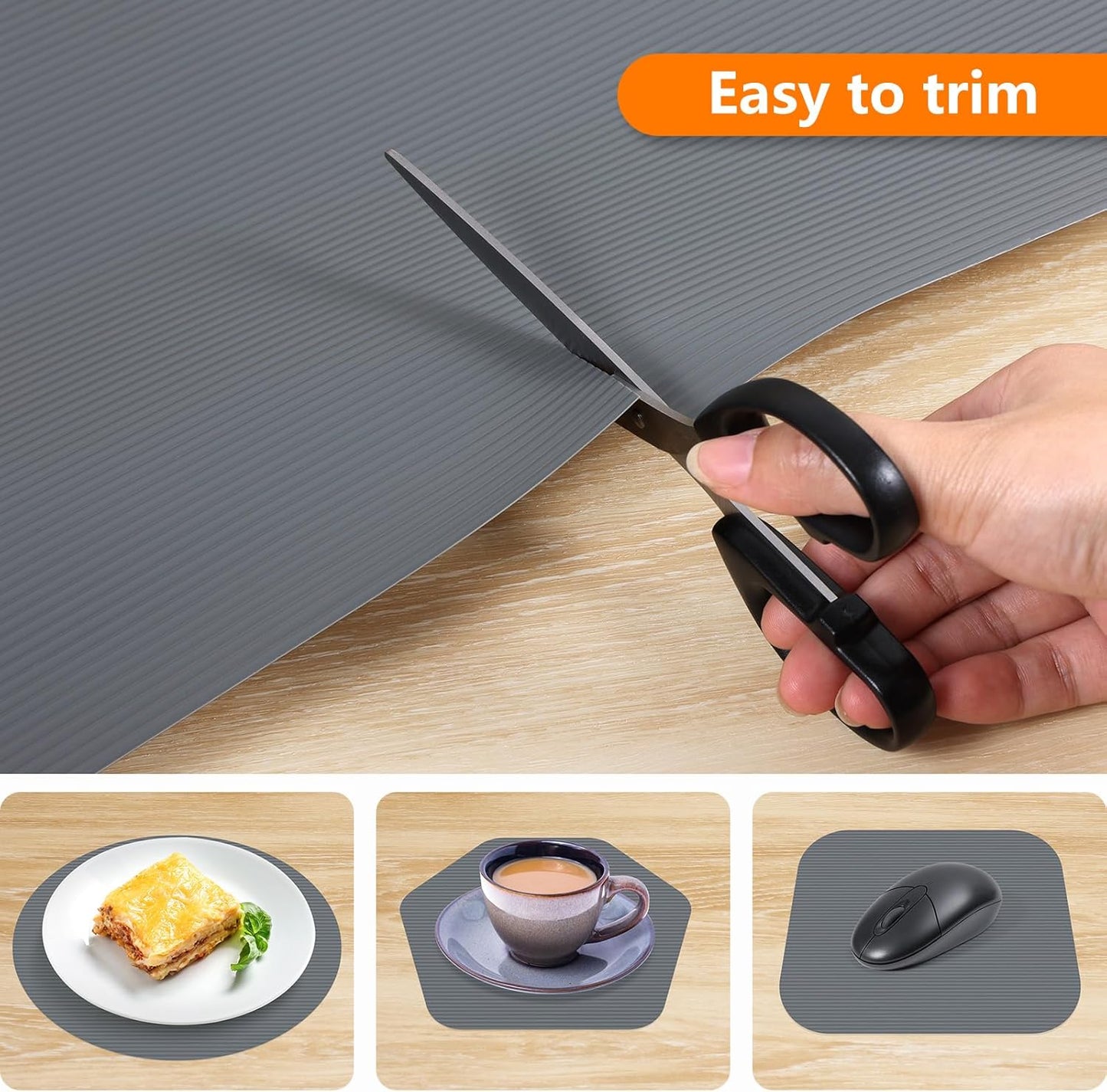 Shelf Liners for Kitchen Cabinets Drawer Liner Non Adhesive Cupboard Mat EVA Material Waterproof Refrigerator Mats Washable Fridge Liner for Cupboard and Desks Liner Gray 17.3 x 236.2 Inches