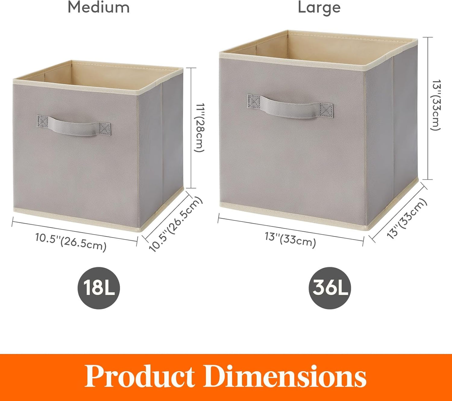 Lifewit 13 Inch Cube Storage Bins, 12 Packs Storage Cubes Foldable Decorative Fabric Storage Baskets for Organizing Home Organizers with Handles for Shelves, Closet, Light Gray, Large