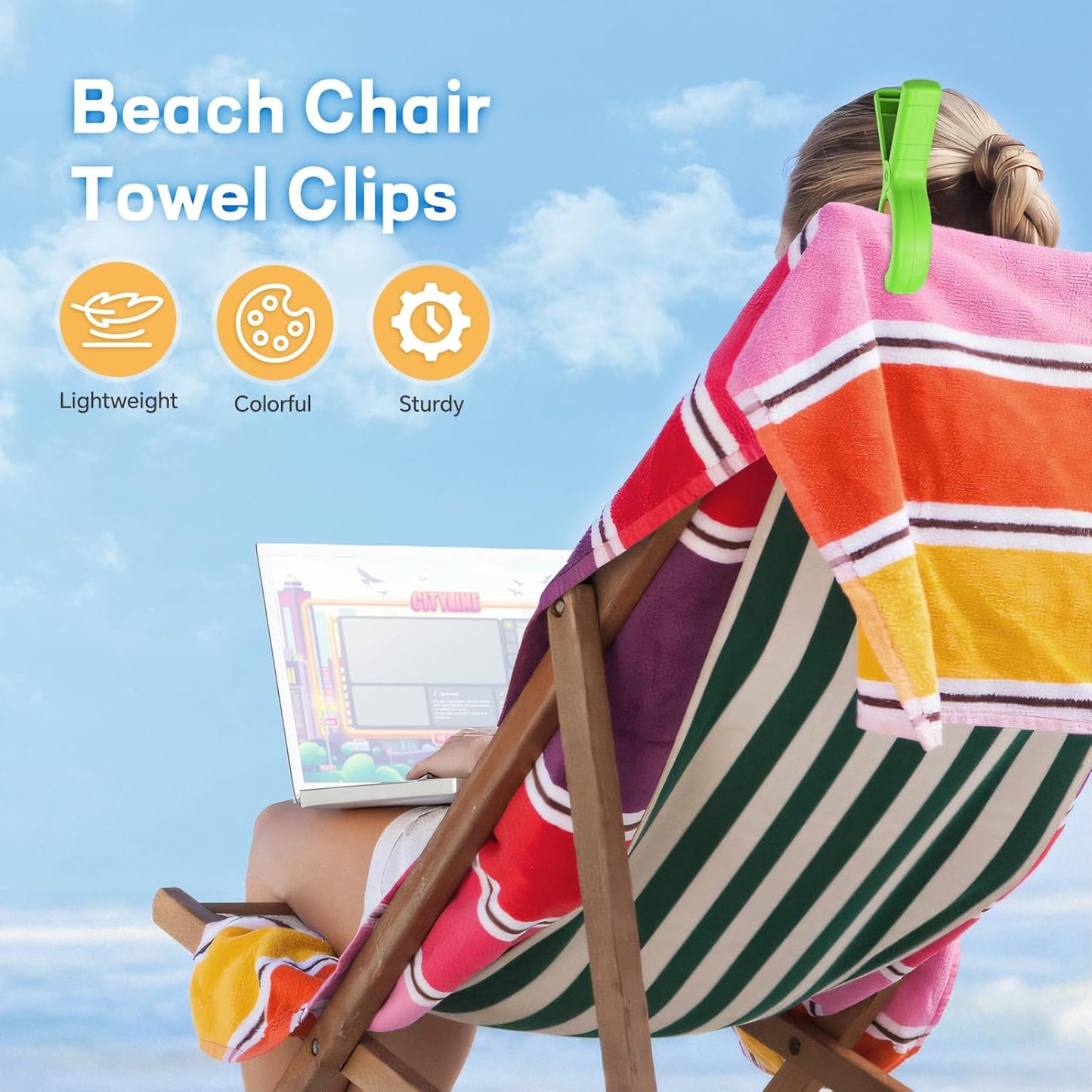 Senbowe 12 Pcs Beach Towel Clips for Beach Chairs, Towel Holder Clips for Chair Pool on Cruise,Heavy Duty Clothes Pins, Plastic Strong Beach Chair Clips to Keep Your Towel from Blowing Away,4 Colors