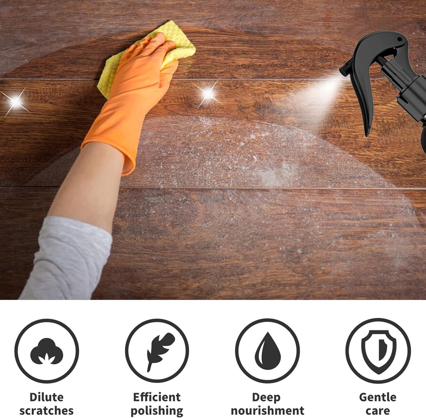 MOODTALK Beeswax Spray Furniture Polish, Wood Cleaner, Wood Floor Polish - For Living Room, Kitchen and Wooden Furniture Floors (Pack of 2) (150 ml)