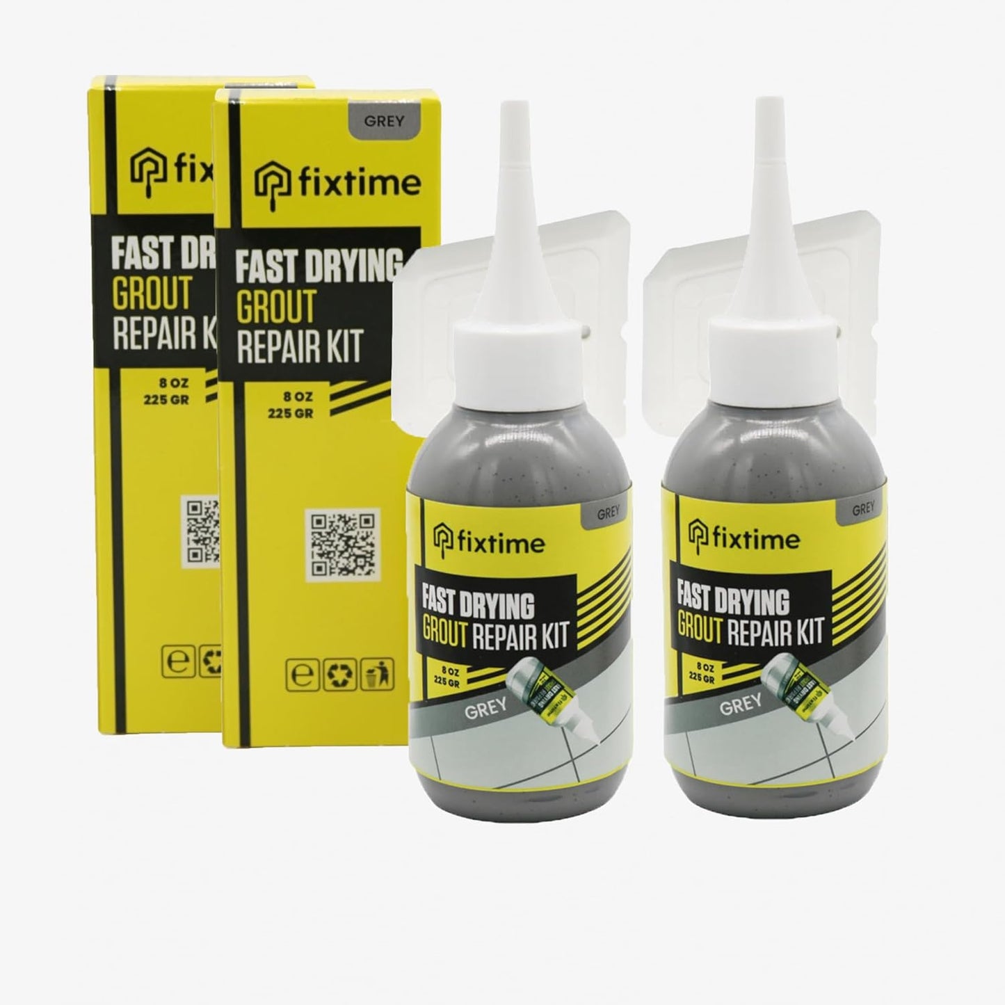 Tile Grout Repair Kit, Gray Grout Filler Tube 8 oz, Grout Repair Renews, Fast Drying Repait Kit, Grout Sealer for Floor Tile - Spatula Included (2xGray)