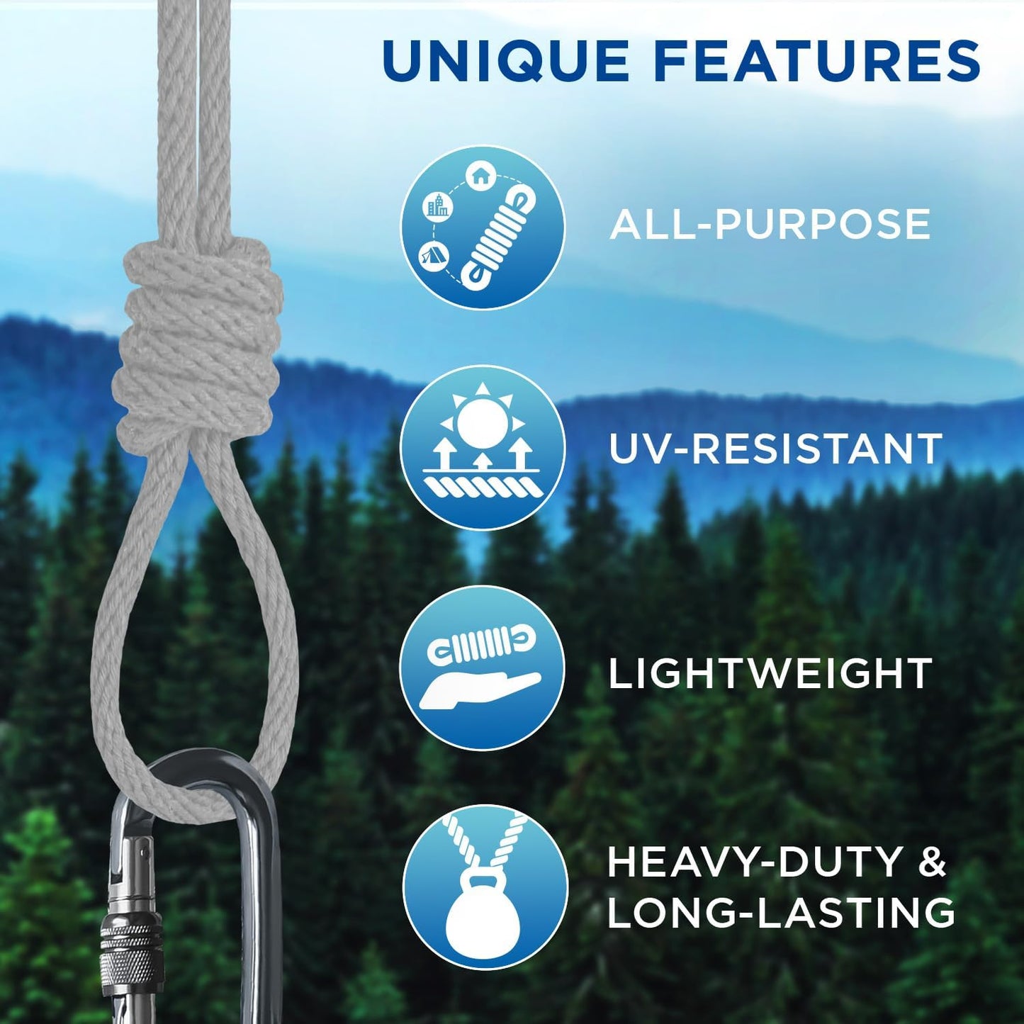 TECEUM Cotton Rope 3/16” (5 mm) – 50 FT – Strong All-Purpose Braided Rope – Natural Cotton – for Crafting, Сamping, Clothes Line, DIY, Indoor & Outdoor Use – Light Gray