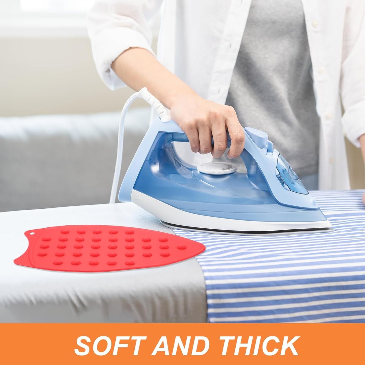 PATIKIL Silicone Iron Rest Pad, Multipurpose Hot Heat Resistant Iron Rest Plate Protective Pad for Ironing Board Hot Resistant Steamer Steam Compact Mat, Red