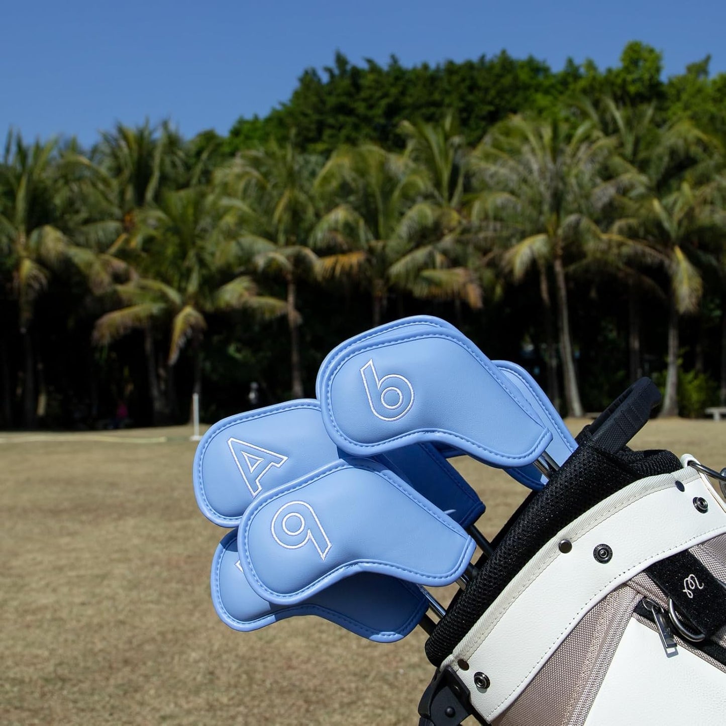 Montela Golf Iron Covers,Golf Iron Head Covers Leather Golf Iron Covers Set 9pcs Golf Iron Headcovers,Golf Club Head Covers for Iron Club Fit All Brands Titleist,Callaway,Taylormade