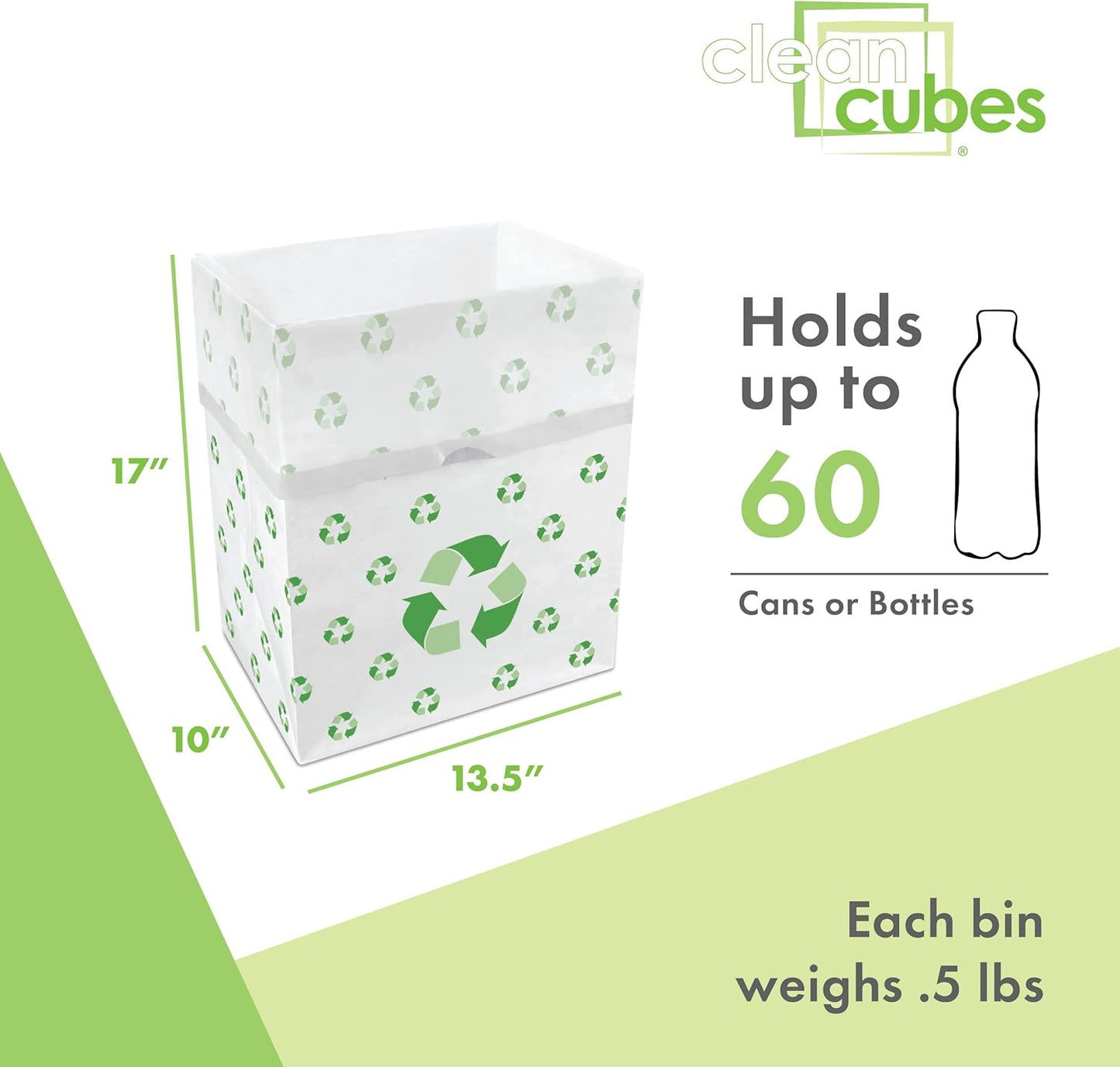 13 Gallon Disposable Pop-Up Trash Cans (3-Pack) with Fitted Bags – Foldable Garbage & Recycling Bins for Parties, Events & Kitchen (Recycle, 17" H x 13.5" W x 10" D)