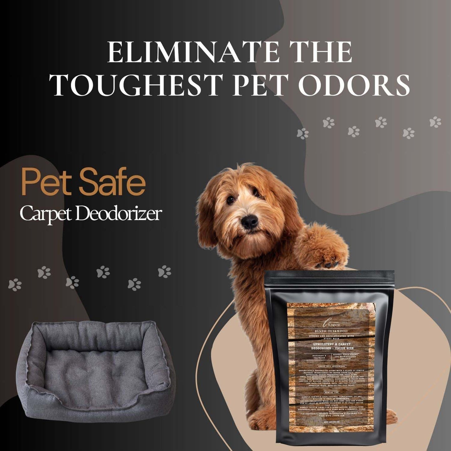 Rustic Teakwood Carpet Freshener Powder Refill 36 oz | Powerful Odor Eliminator for Home | Upholstery Deodorizer | Carpet Deodorizer | Pet Urine | Cat Litter Box | Mahogany Teakwood Fragrance