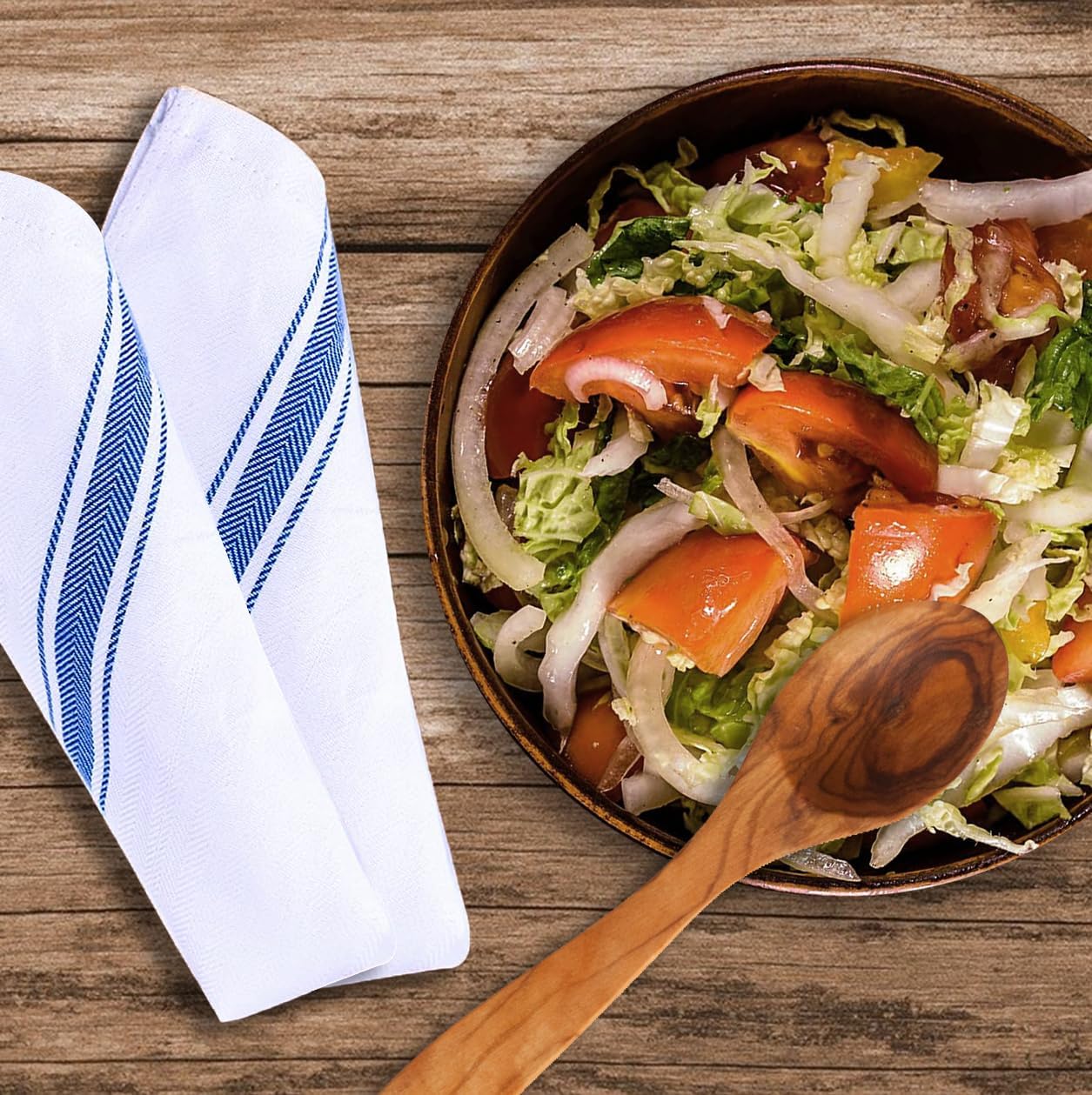 Dish Towels Set (Value Pack of 30) Size 15x25 Inch, 100% Cotton Soft & Absorbent Linen Kitchen Towels, Tea Towels, Reusable Cleaning Cloths for Household Cleaning (Blue)