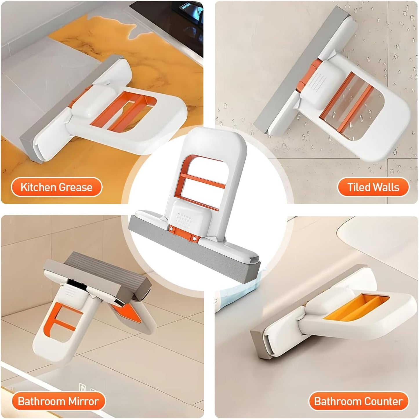 Mini Foldable Desktop Mop, 2026 New Portable Cleaning Sponge Mop for Wet and Dry, Mini Portable Self-Squeeze Small Mop for Bathroom, Kitchen, Desktop (Black)