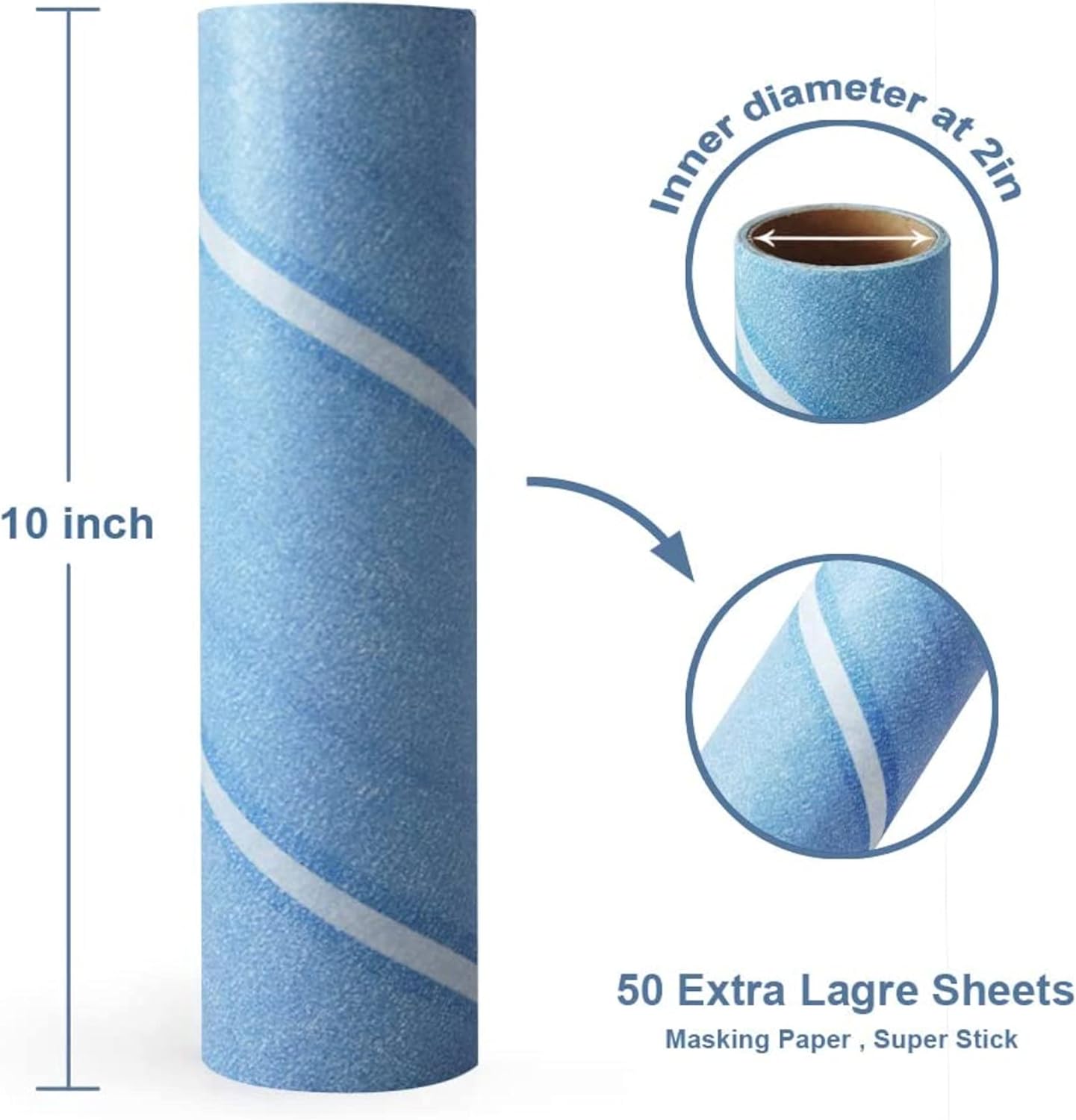 Leo 10-Inch Wide Lint Roller Refills, 6 Rolls with 50 Sheets Each (300 Sheets Total), Extra Sticky for Pet Hair, Carpet & Floor Cleaning