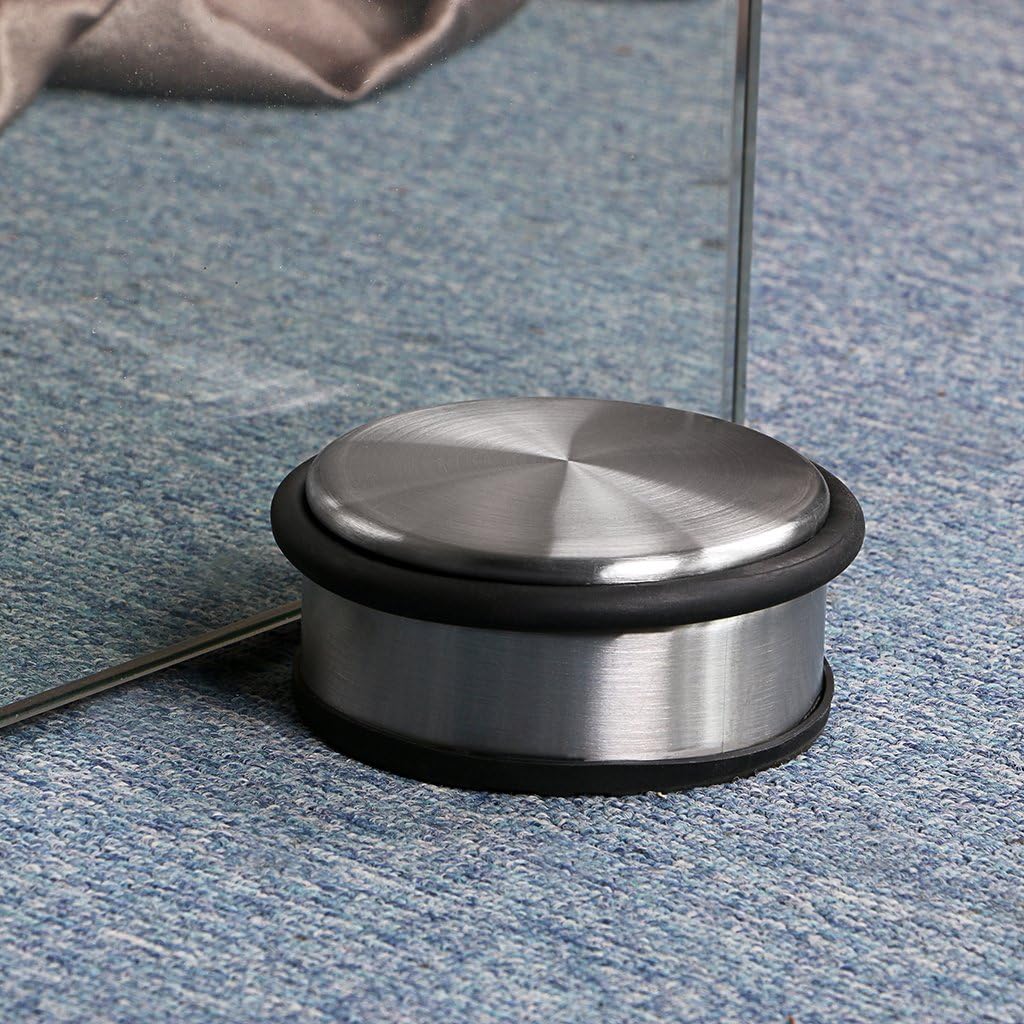 Sumnacon Heavy Duty Floor Door Stopper No Drill, Durability Stainless Steel Door Stops with Anti-Skid Rubber - Contemporary Decorative Safety Door Wedge for Home Office Commercial Industrial, Silver