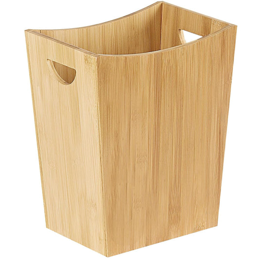 SEHERTIWY Wood Trash Can Wastebasket, 2 Gallon Small Waste Basket with 2 Handles, Rectangular Bathroom Garbage Can for Bathroom, Office, Living Room, Bedroom, Kitchen