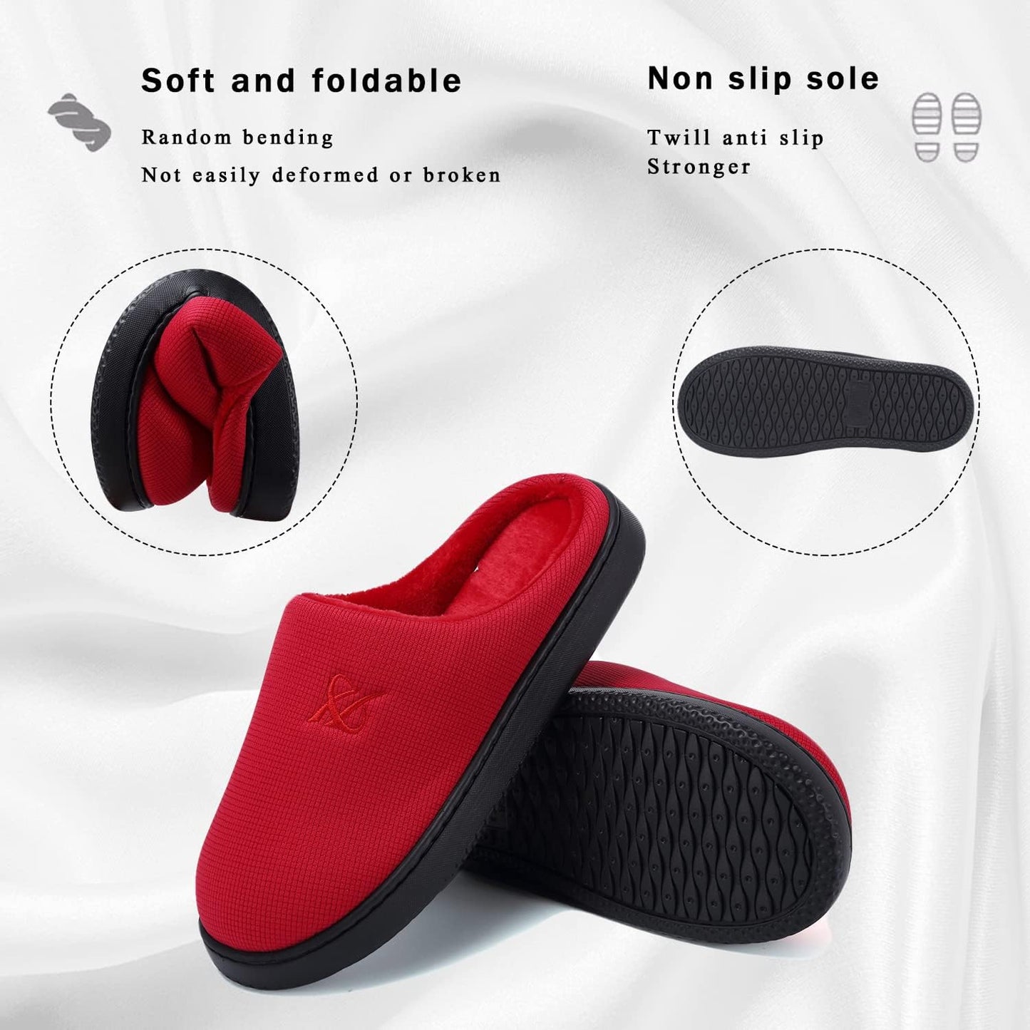 Memory Foam Slippers for Women's and Men's Casual House Shoes