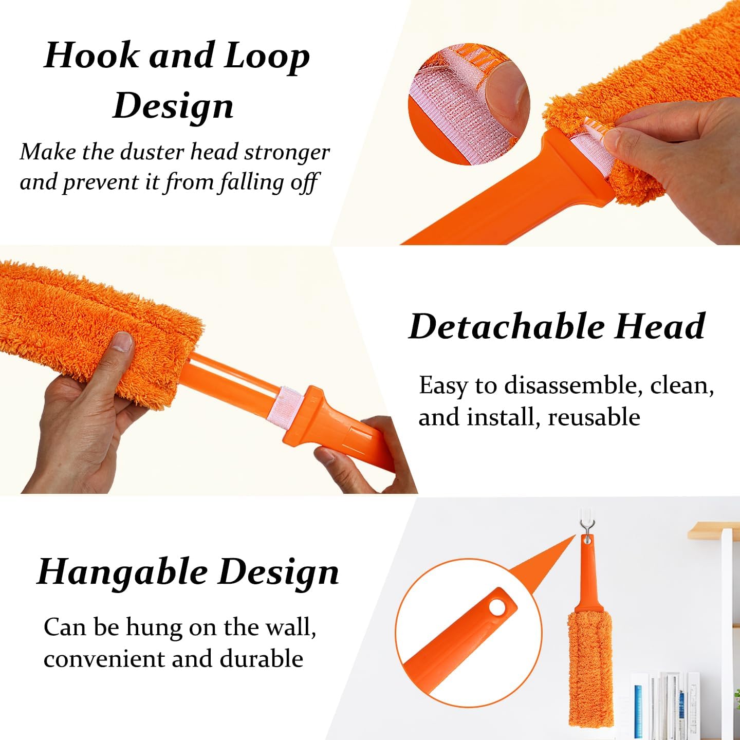 4 Pack 15 inch Reuseable Microfiber Feather Duster, Blind Duster, Gap Duster, Removable and Washable Head, Cleaning Tool for Window, Blind, Car, Wall, Dead Corner Gap, Furniture, Sofa, Screen