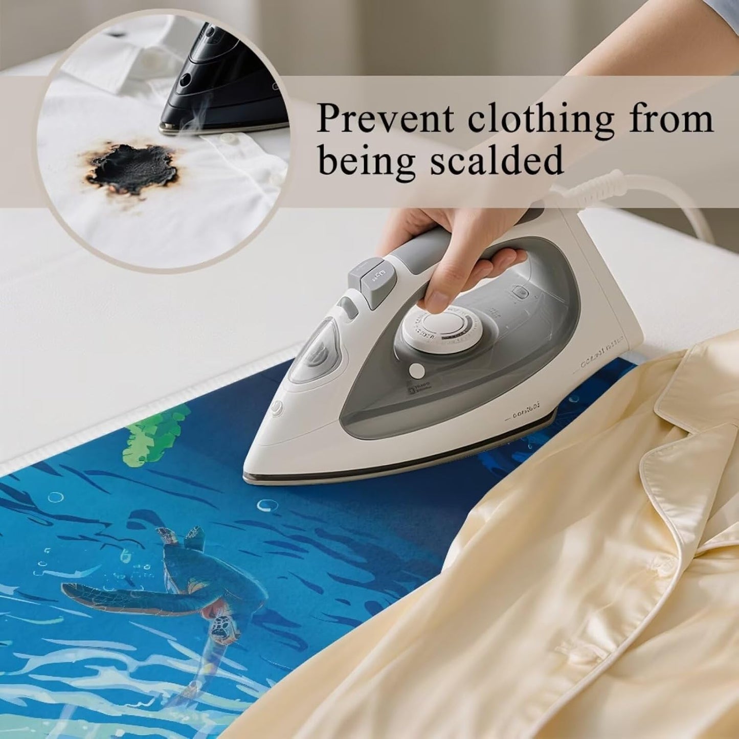 Ironing Mat Portable Iron Pad Magnetic Cover and Padding for Top of Washer, Dryer, Tabletop, Countertop,Travel Small Size Ocean Sea Turtle Ironing Pads 32 x 16 Inch