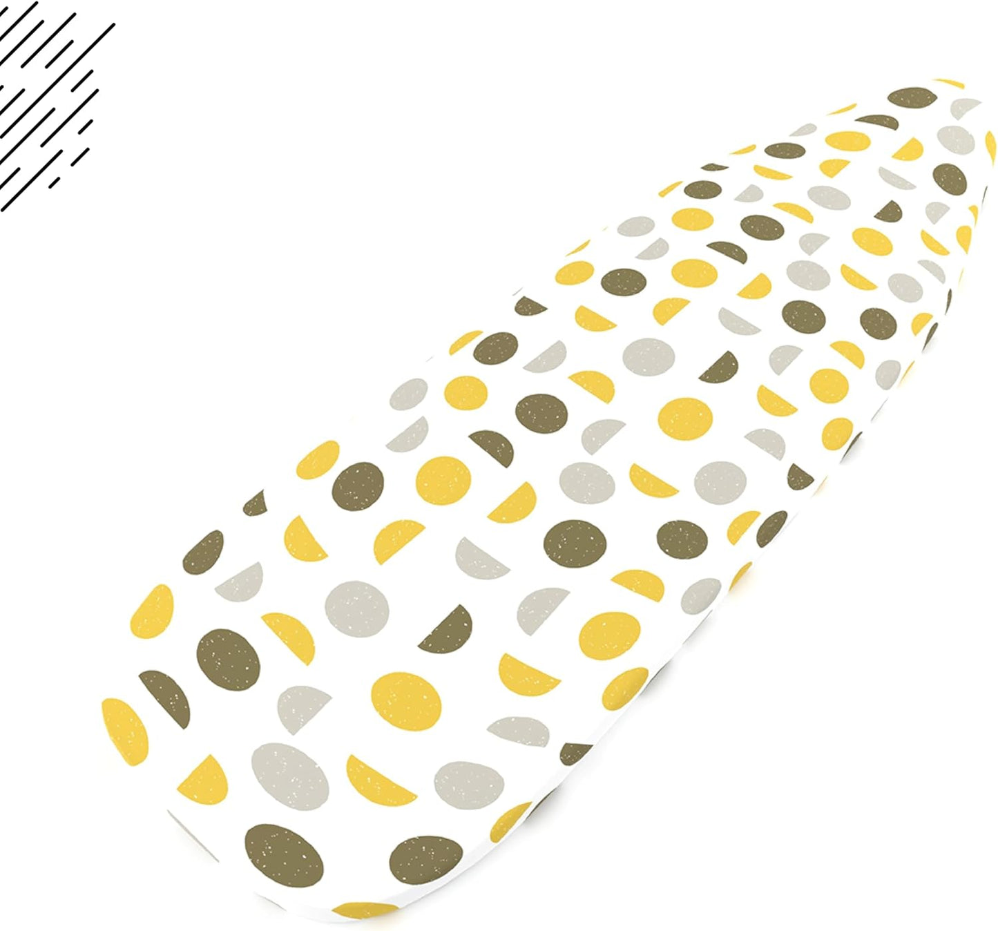 Encasa XO Ironing Board Cover and Pad 54"x15" - Thick 3mm Felt Padding, Drawstring Tightening & Lock, Easy Fit, Scorch & Stain Resistant, Fits Standard Large Ironing Board - Yellow Moon