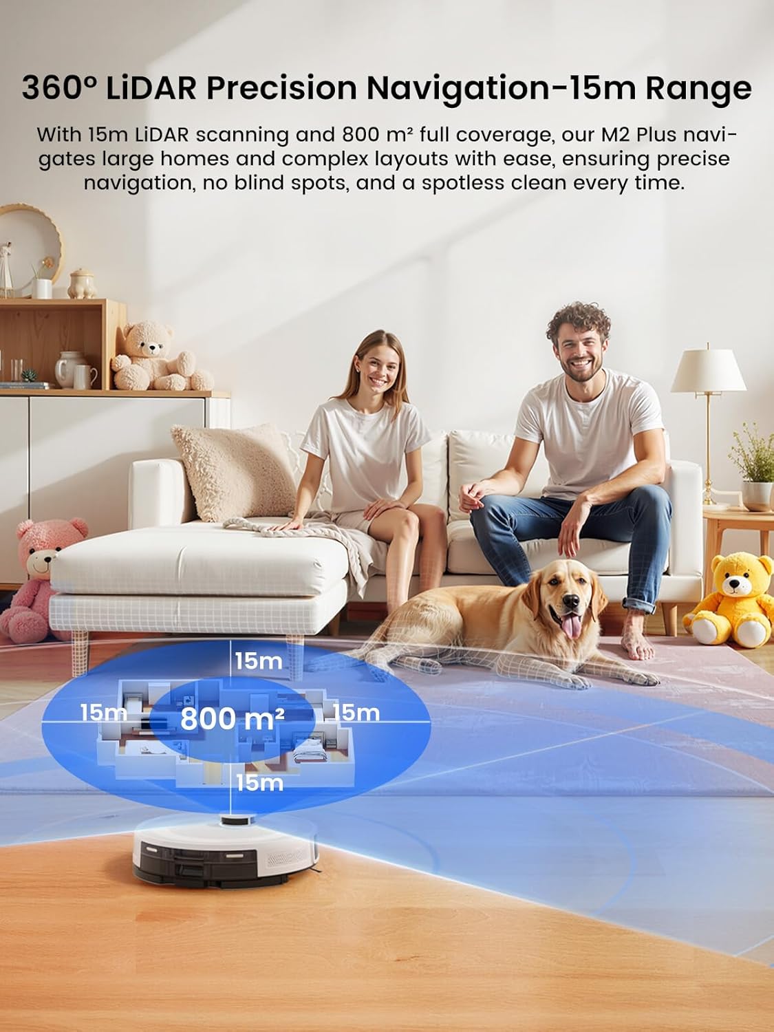 Lefant LiDAR Robot Vacuum and Mop,45-Day Self-Emptying,6000Pa Powerful Suction,Customized Cleaning,Home Mapping,140 Min Runtime,Roller Brush for Carpet,2.4G/5G WiFi/Alexa/APP/iWatch,M2 Plus