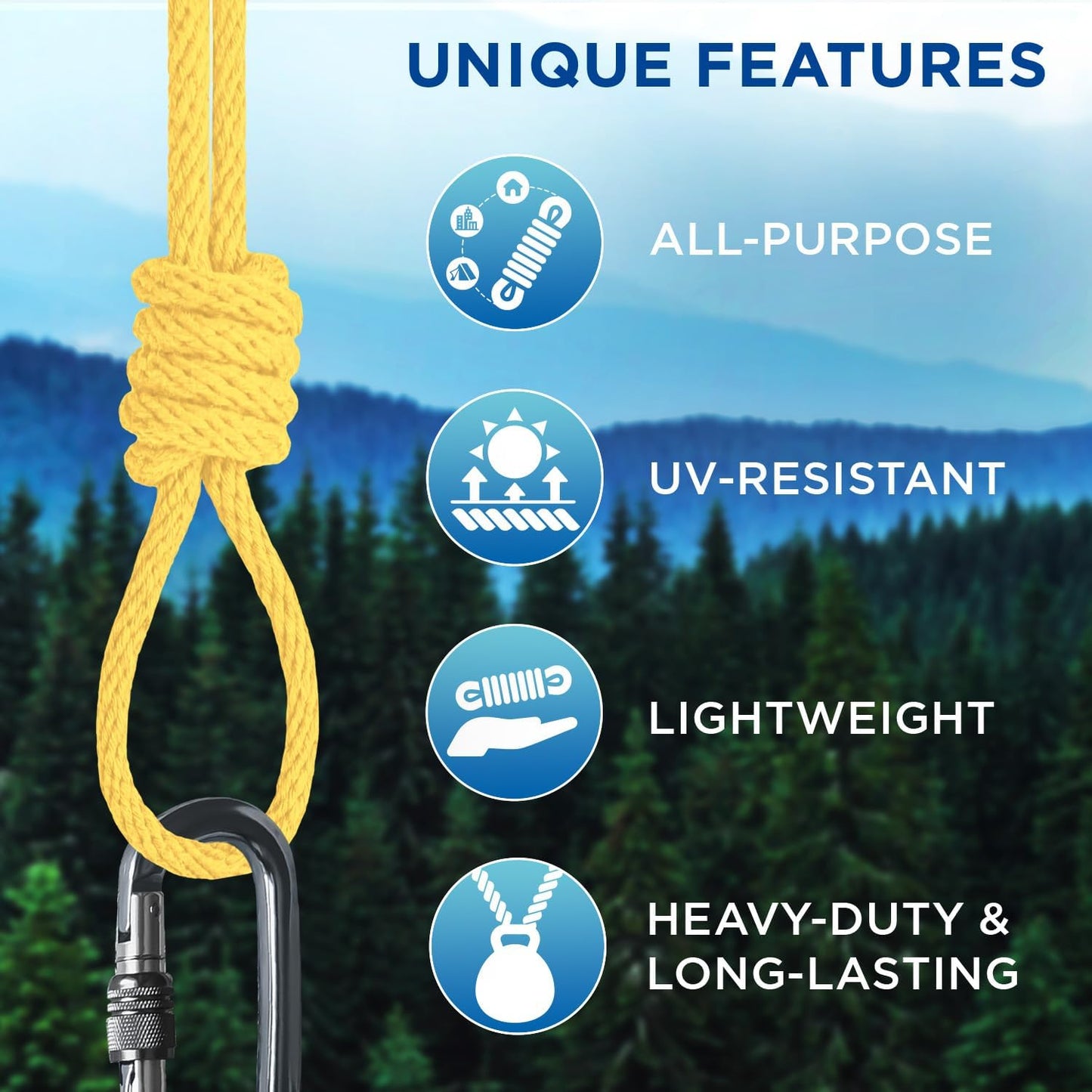 TECEUM Cotton Rope 3/16” (5 mm) – 50 FT – Strong All-Purpose Braided Rope – Natural Cotton – for Crafting, Сamping, Clothes Line, DIY, Indoor & Outdoor Use – Yellow