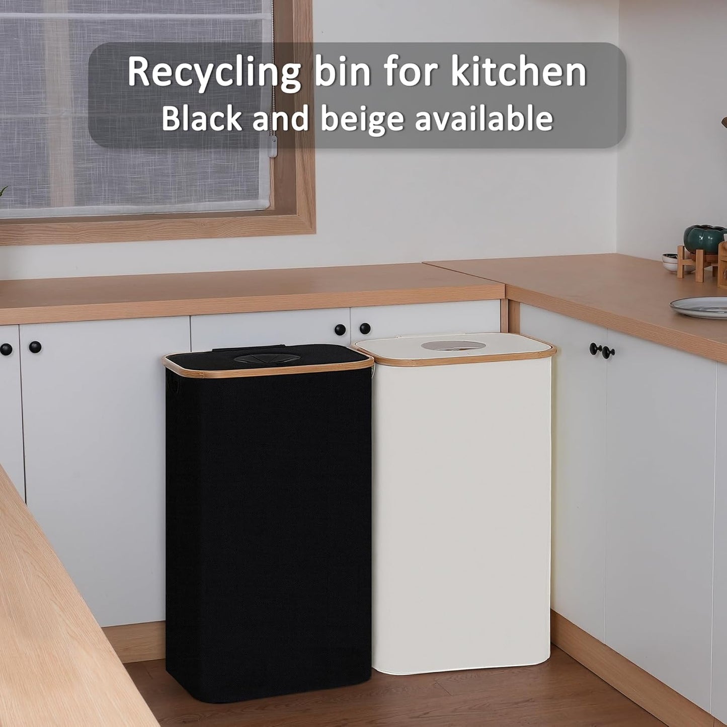 29 Gallons Recycling Bins for Kitchen, Indoor Recycle Bins with Lid, 110L Large Recycle bin with 2 Removeable Reusable Inner Bags, for Bottles Cans Glass Plastice Cartons(Green)