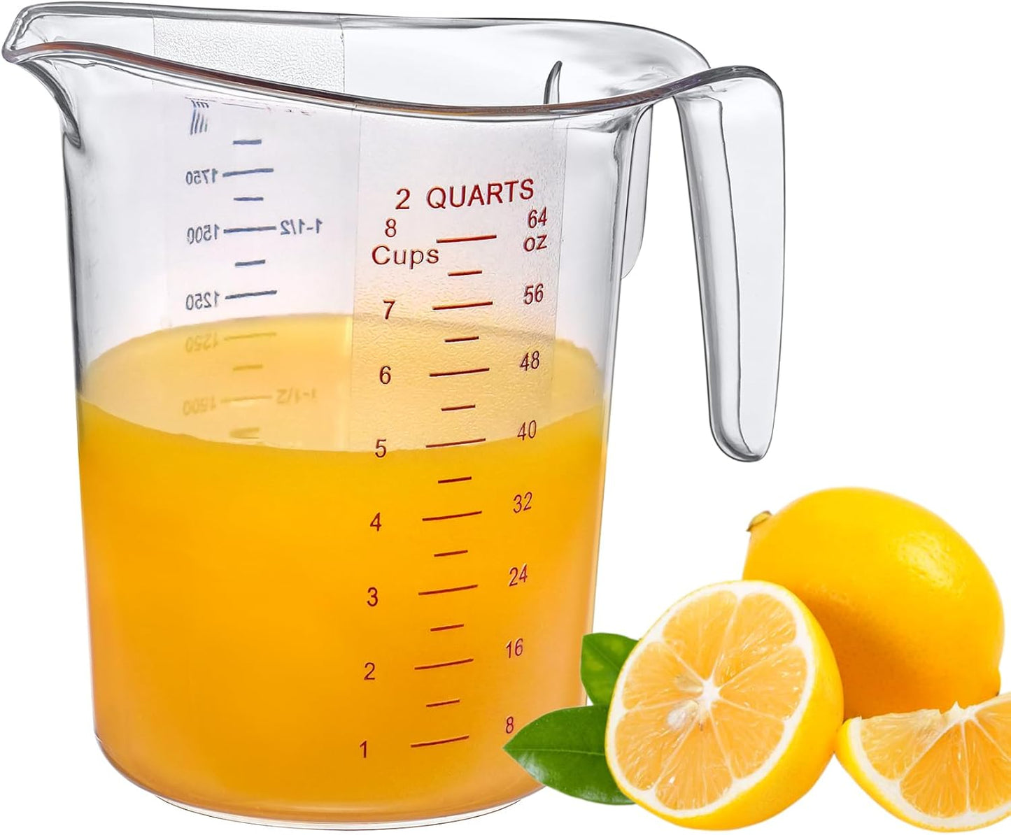 Amazing Abby - Melissa - 64-Ounce Plastic Measuring Pitcher (1-Pack), 8-Cup (2-Quart) Food-Grade Measuring Jug, Unbreakable, Stackable, Dishwasher-Safe, Great for Oil, Vinegar, Flour, and More