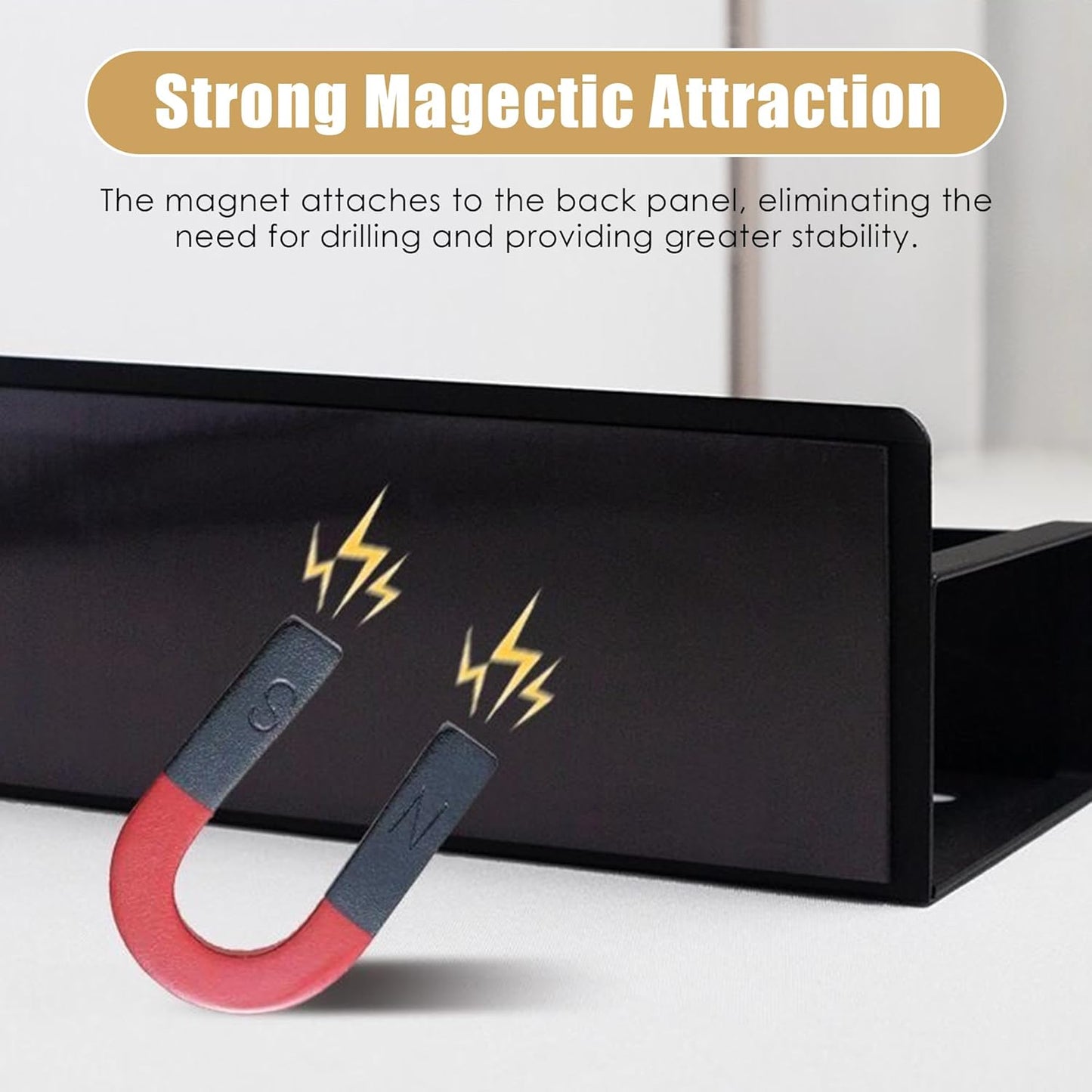 Cosy Family 4-Pack Strong Magnetic Metal Spice Rack Organizer for Refrigerator & Oven - Rustproof Black Fridge Shelves with Hooks for Kitchen Storage & Organization