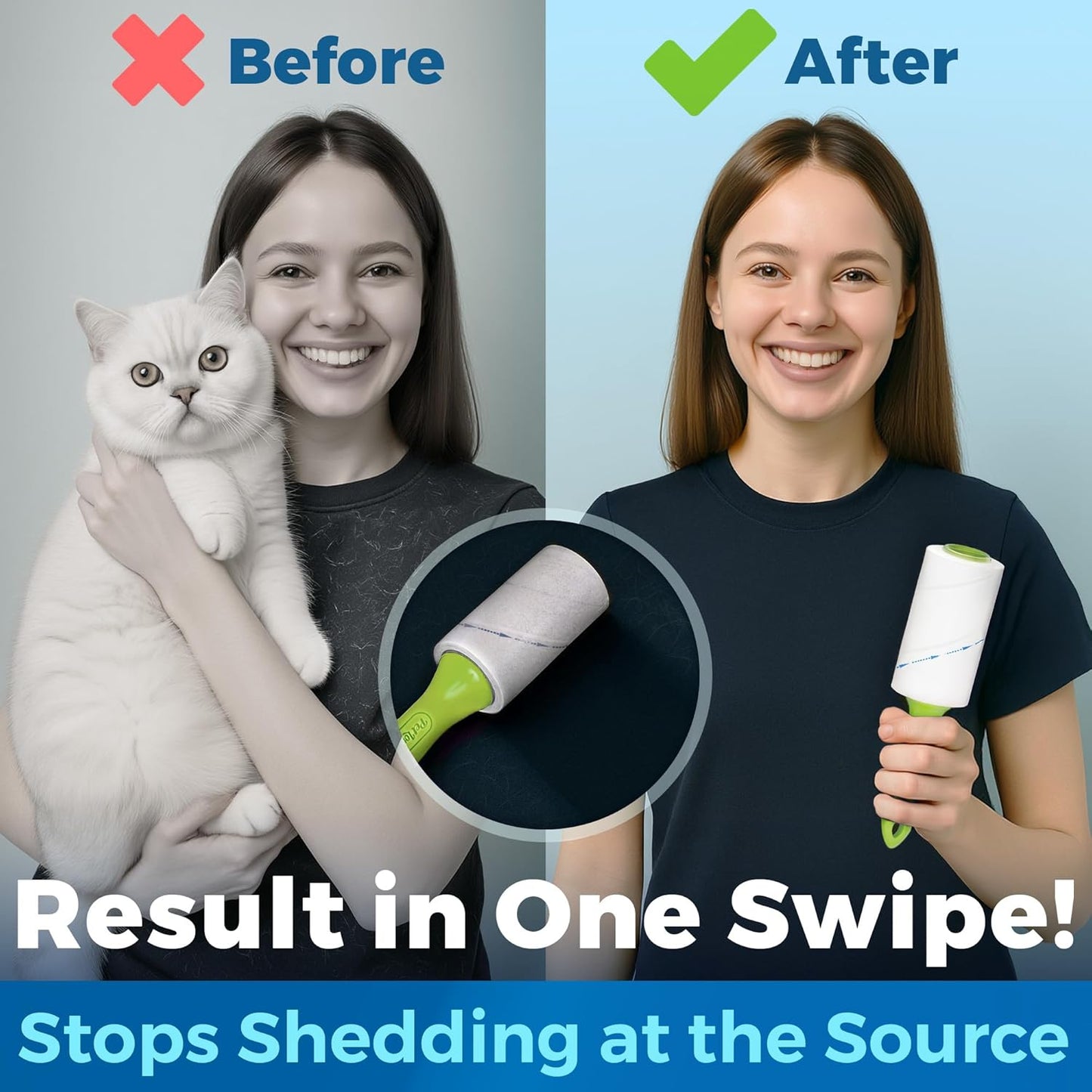 PetLovers Extra Sticky Lint Roller Mega Value Set 450 Sheets for Pet Hair Removal and Clothes, Dog and Cat Lint Remover 5 Pack Green