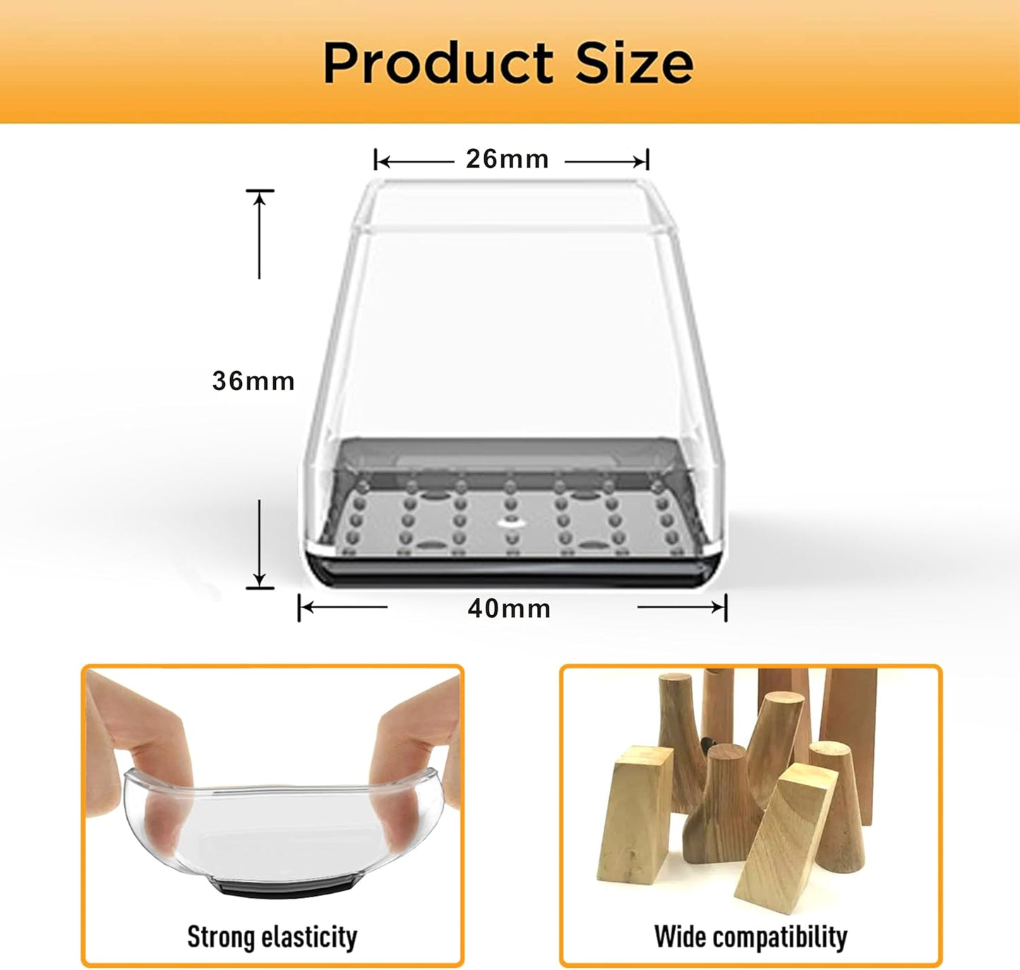 Furniture Sliders,24 PCS Chair Leg Sliders for Carpet, Furniture Movers Sliders, Carpet Chairs Furniture Glides, Floor Protectors, Carpet Moving Sliders Easily Move.(Clear, Fit:1.2-1.6")