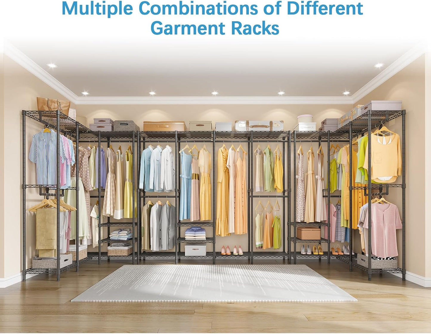 VIPEK V40 Wire Garment Rack Heavy Duty Clothes Rack for Hanging Clothes, Multi-Functional Bedroom Clothing Rack Freestanding Closet Wardrobe Rack, Max Load 1110lbs, Black